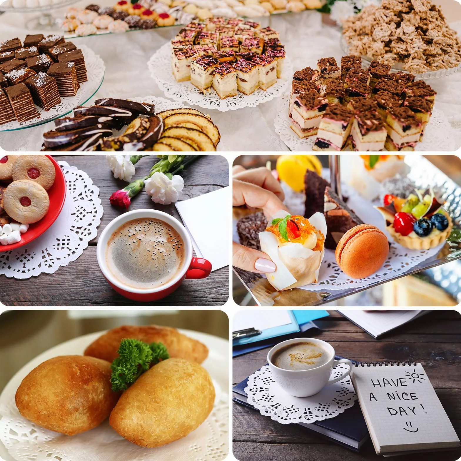 QUARKZMAN 300 pz Pizzi di Carta 15.8 x 11.8 Pollici Bianchi Rettangolari Sottopiatto Decorativi Usa e Getta Fiori Traforati Carta Assorbente per Torte Dessert