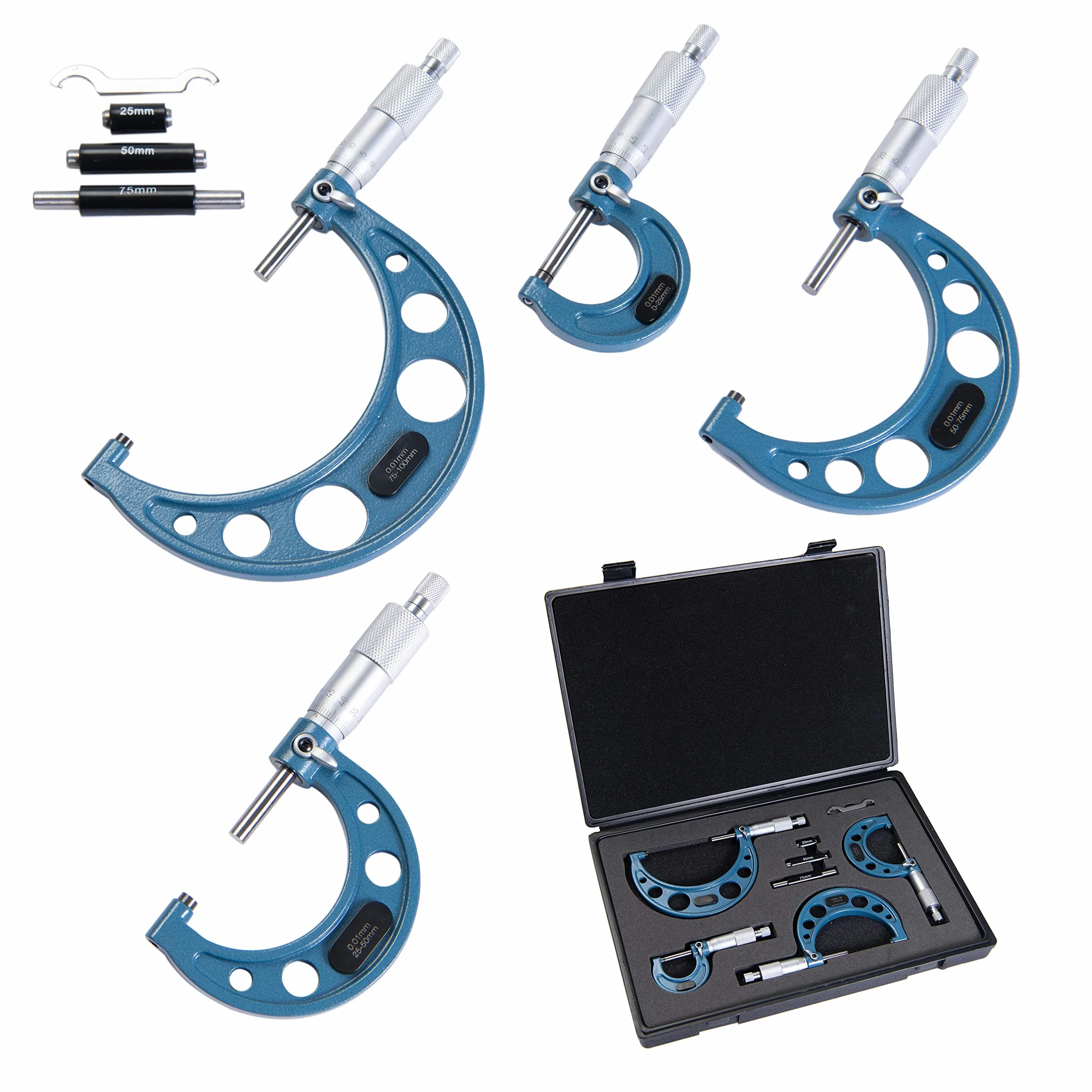 Beslands Set di 4 micrometri 0-25 mm 25-50 mm 50-75 mm 75-100 mm