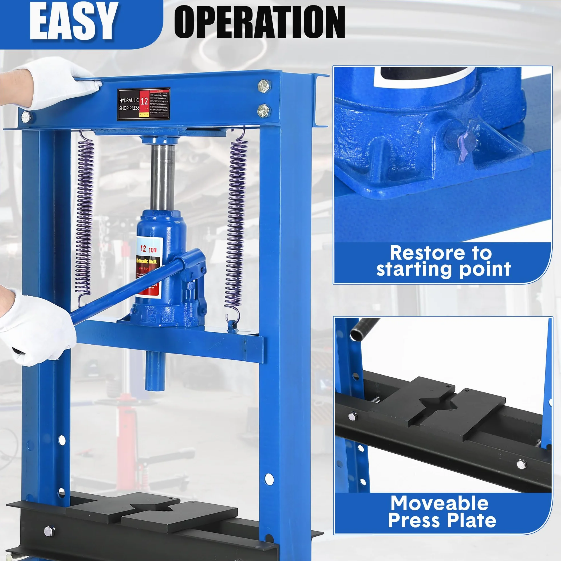 Pressa idraulica H-Frame 6/12 tonnellate per officina garage