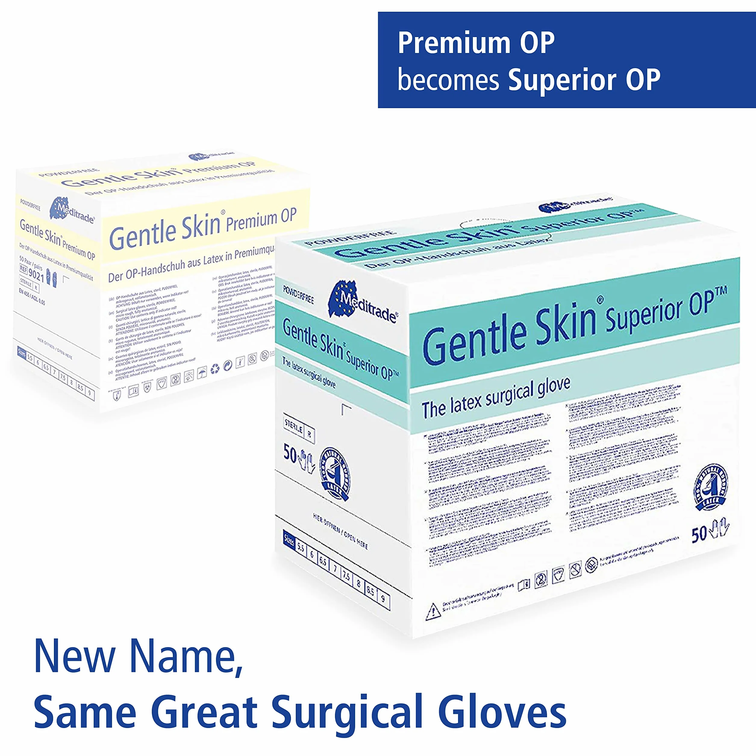 Meditrade Gentle Skin Premium OP Guanti in lattice sterili in polvere misura 6,5 pacco da 50
