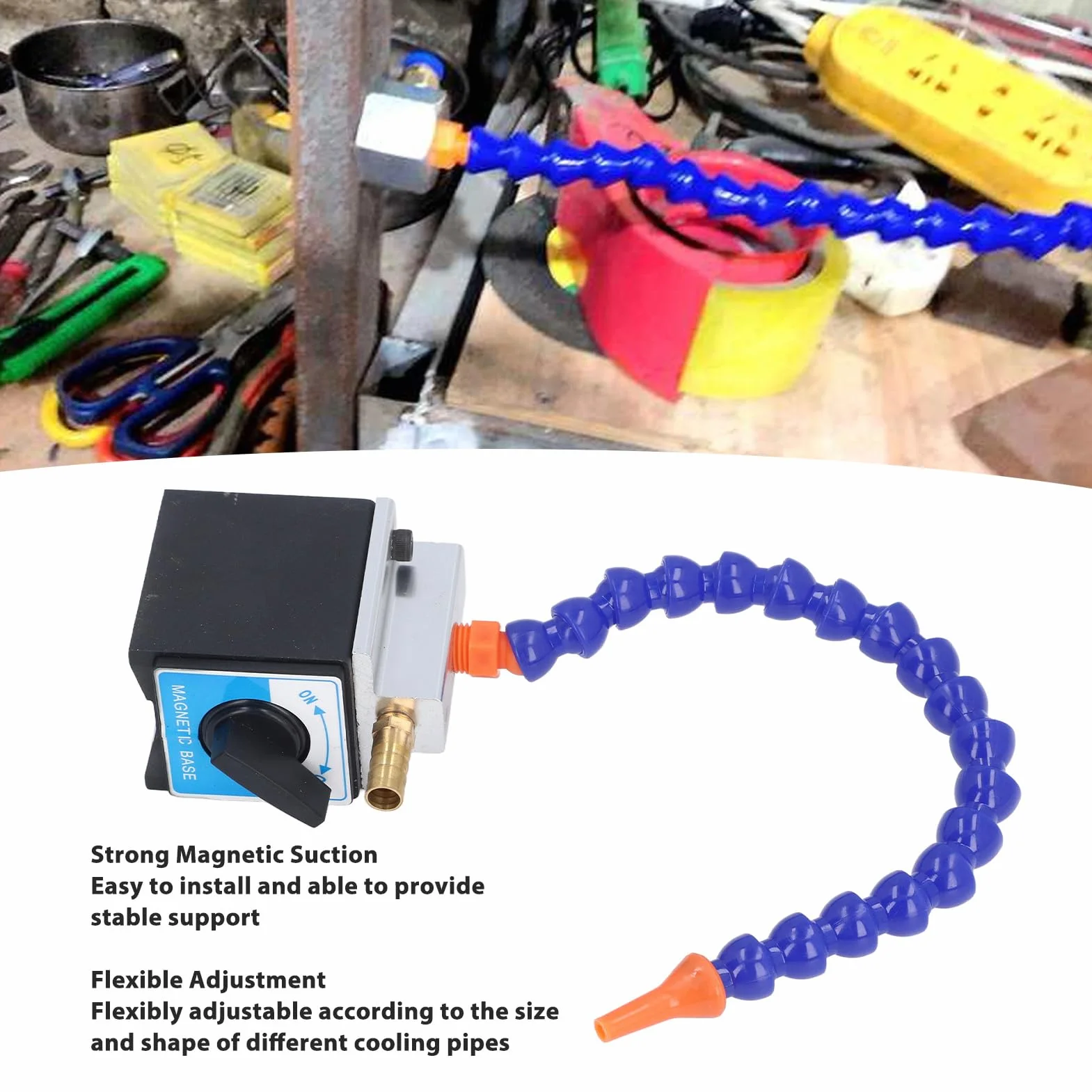 Tubo Flessibile per Refrigerante con Base Magnetica 1/4 Pollice Ingresso 1/2 Pollice Uscita