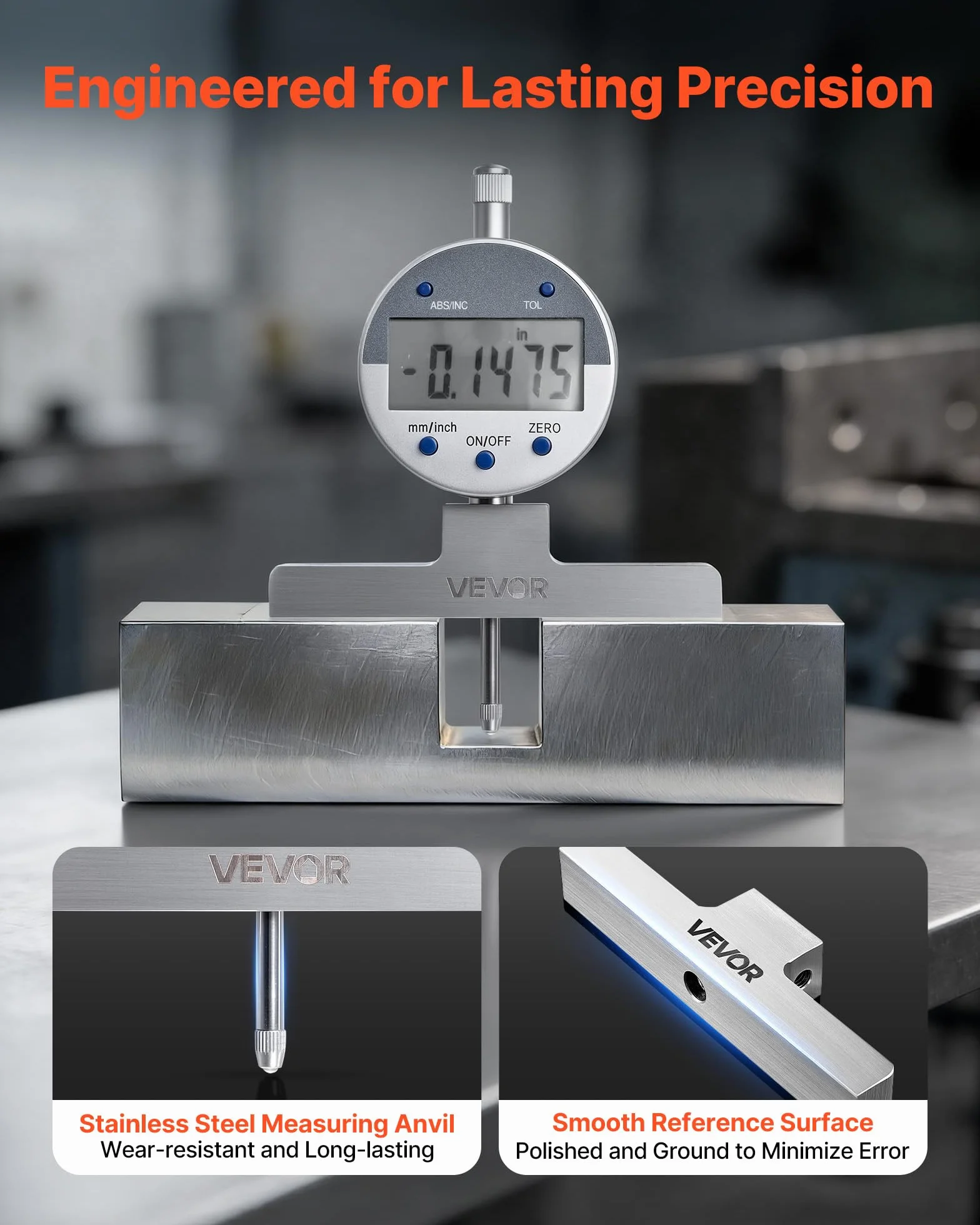 VEVOR Digitale Misuratore di Profondità Calibro 0-558,8 mm 4 Incudini