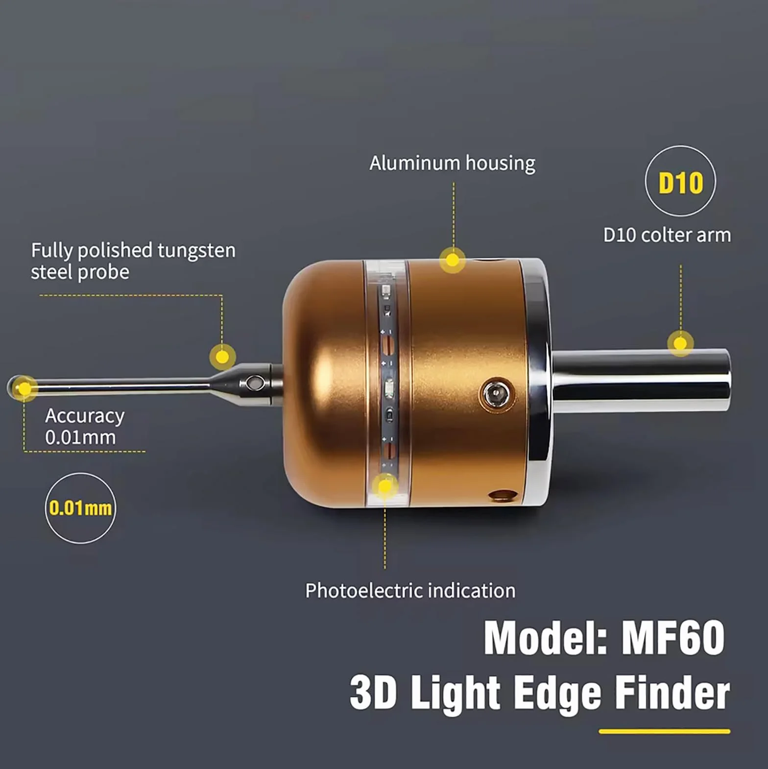 RATTMMOTOR Pulsante per bordi mirino fotoelettrico 3D sensore lunghezza utensile CNC fresatrici (luce verde)