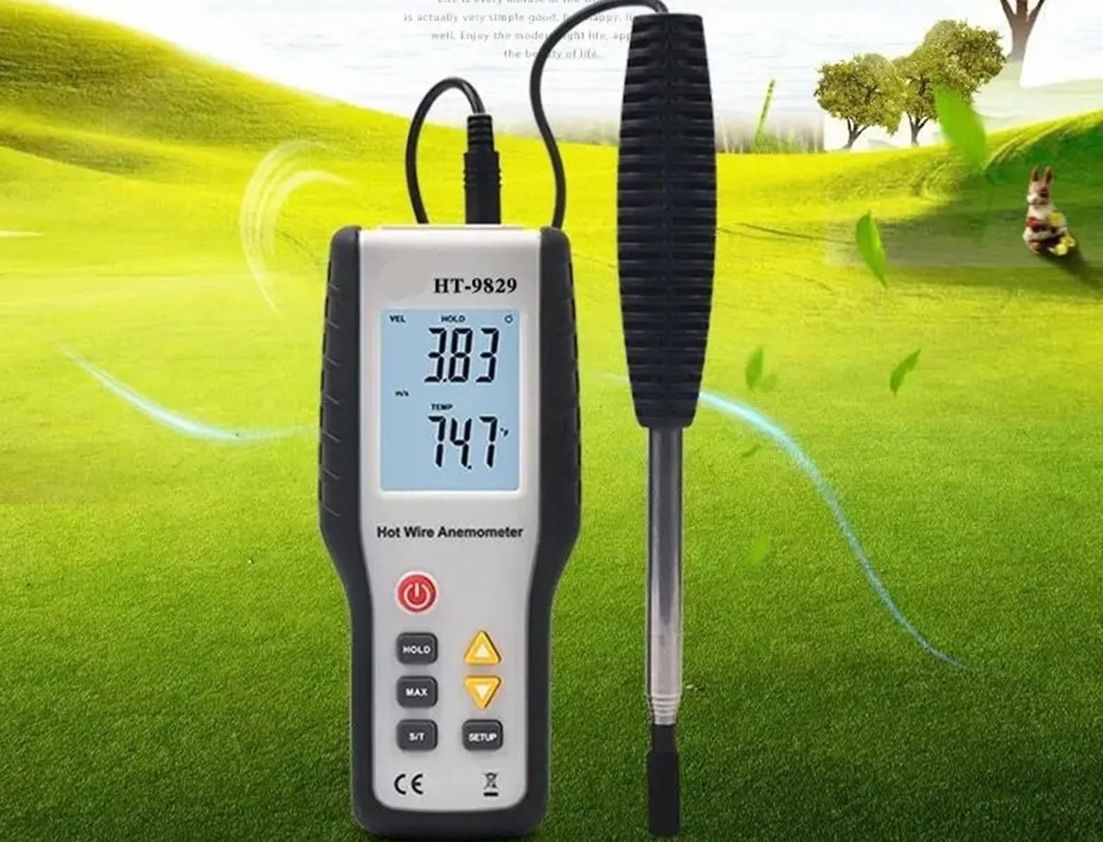 Anemometro termico a filo caldo digitale Misuratore di velocità portatile ad alta sensibilità