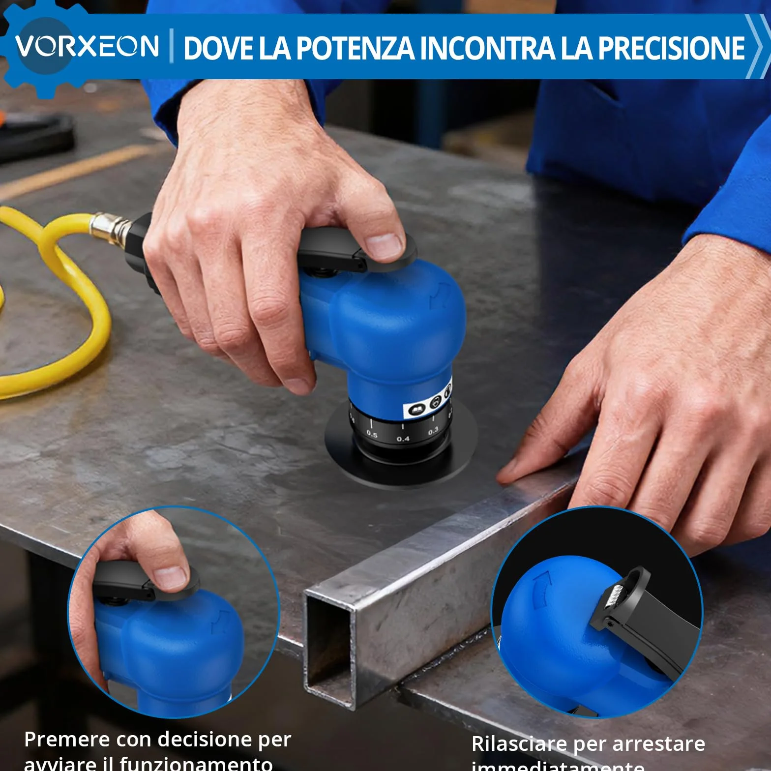 Smussatrice Pneumatica Portatile 45°, Mini Macchina Smussatura Aria 30000 RPM 4 Velocità, Inserti R C Regolabili 0.1-1.5mm Metallo Legno PVC