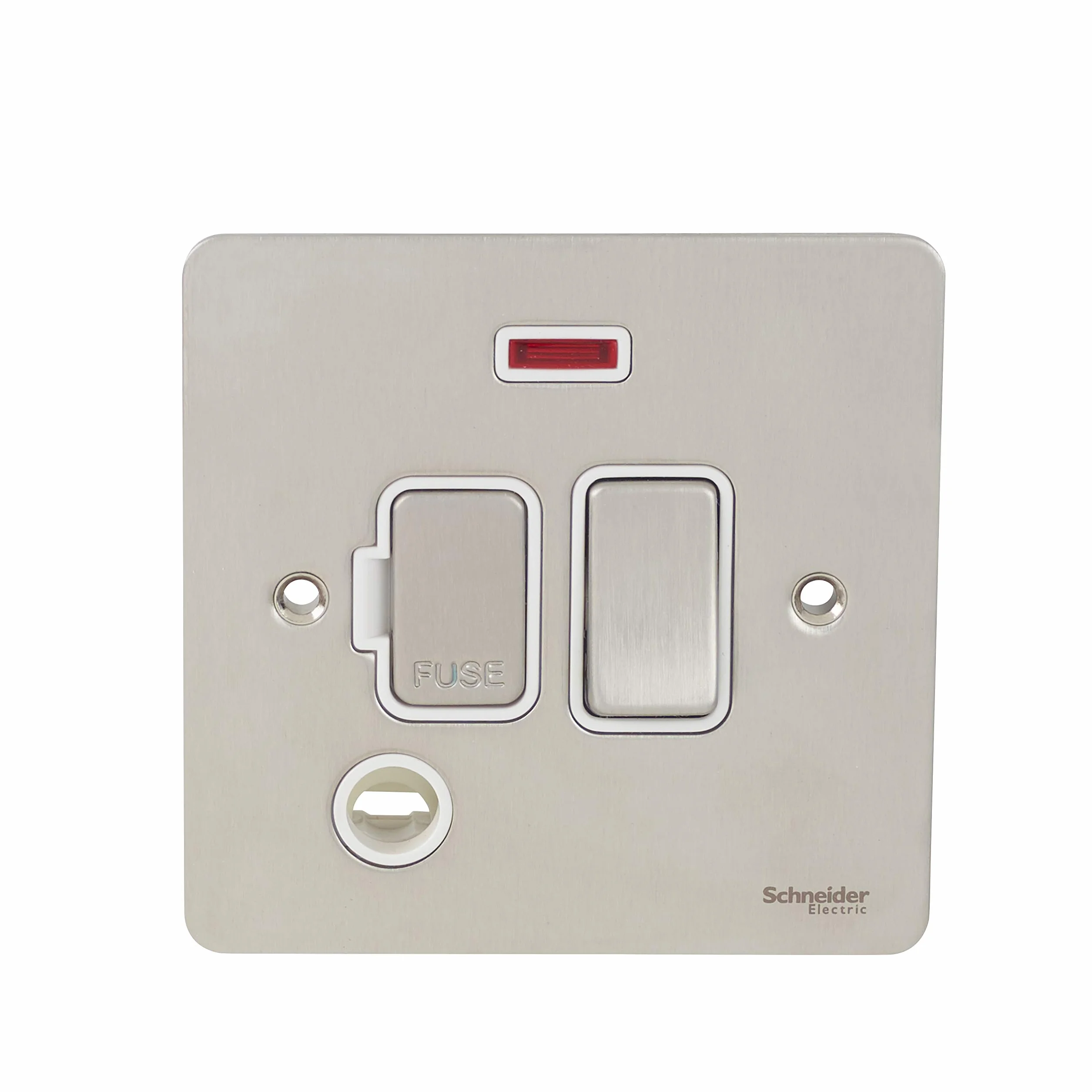 Schneider Electric GU5214WSS - Piastra piatta, connessione con fusibile, neon, acciaio