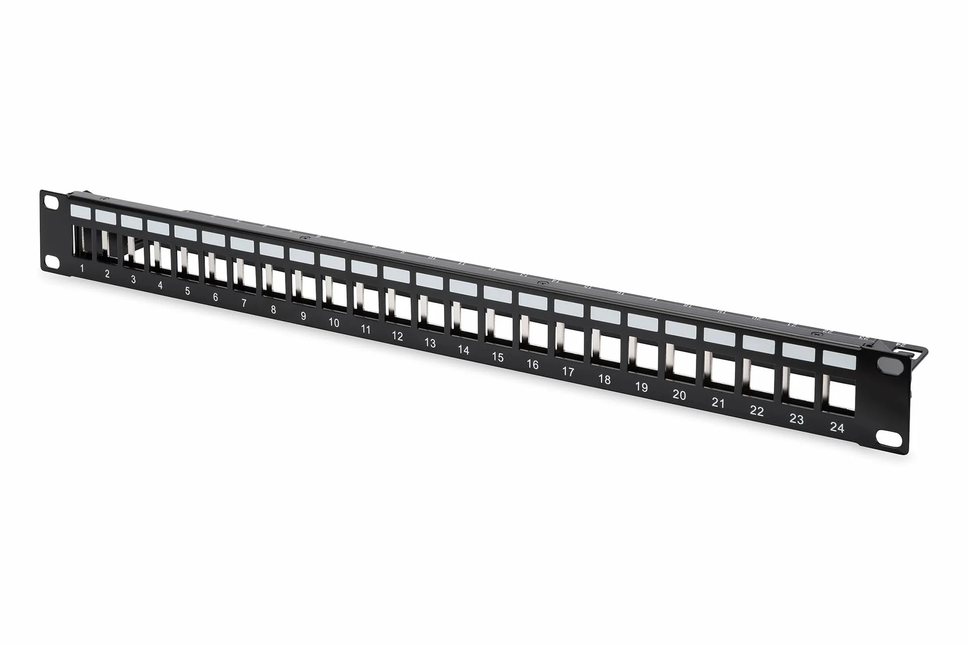 DIGITUS PatchPanel Set – 24 porte – con 24 moduli Keystone DN-93615 – 500 MHz – CAT 6A – Montaggio su rack in armadio di rete da 19 pollici – 1 U – Nero