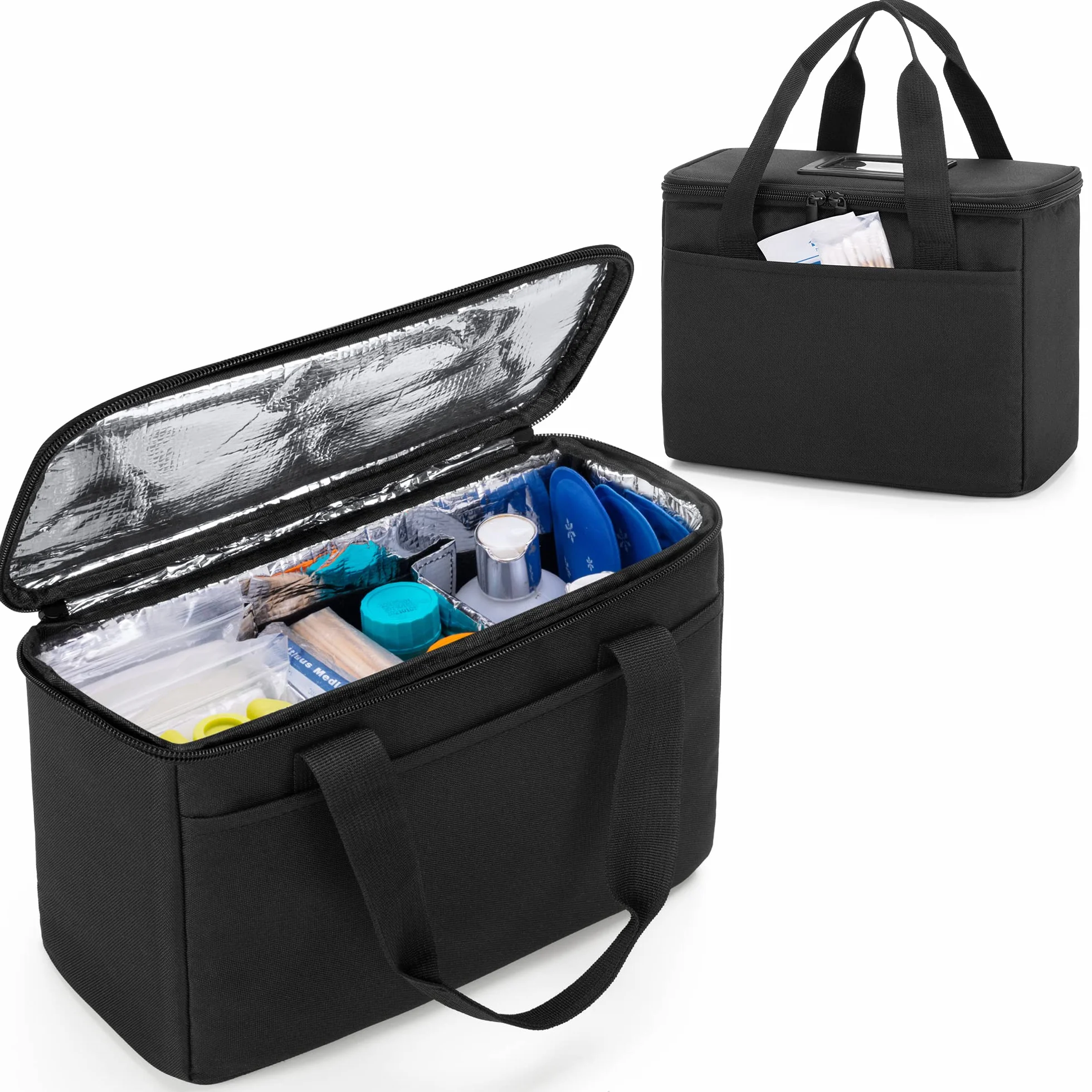 Trunab Piccola Borsa Medica Isolata con Divisori Regolabili, Borsa Termica Resistente all'Acqua per la Conservazione di Medicinali da Viaggio per Casa, Viaggi, Campeggio (Nero) - Design Brevettato