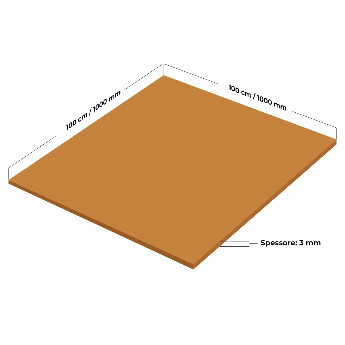 Lamiera in Corten per interno ed esterno alta qualità - Made in Italy - Spessore 3 mm - Misura 100x100 cm