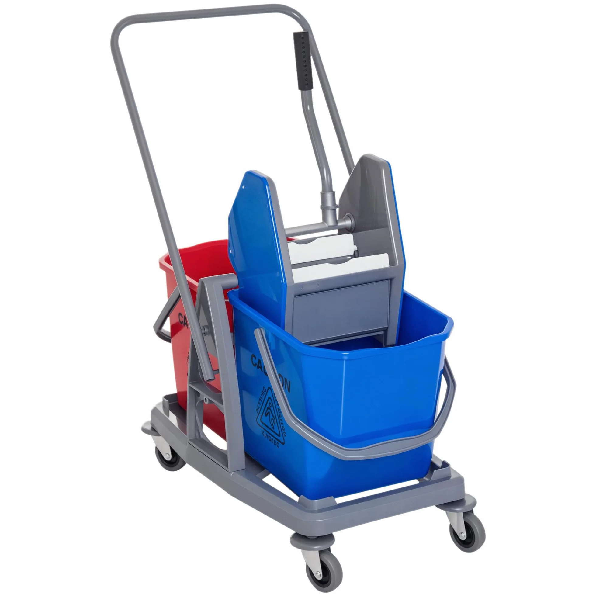 HOMCOM Carrello delle Pulizie 2 Secchi 25L Strizzatore 73×45×92cm