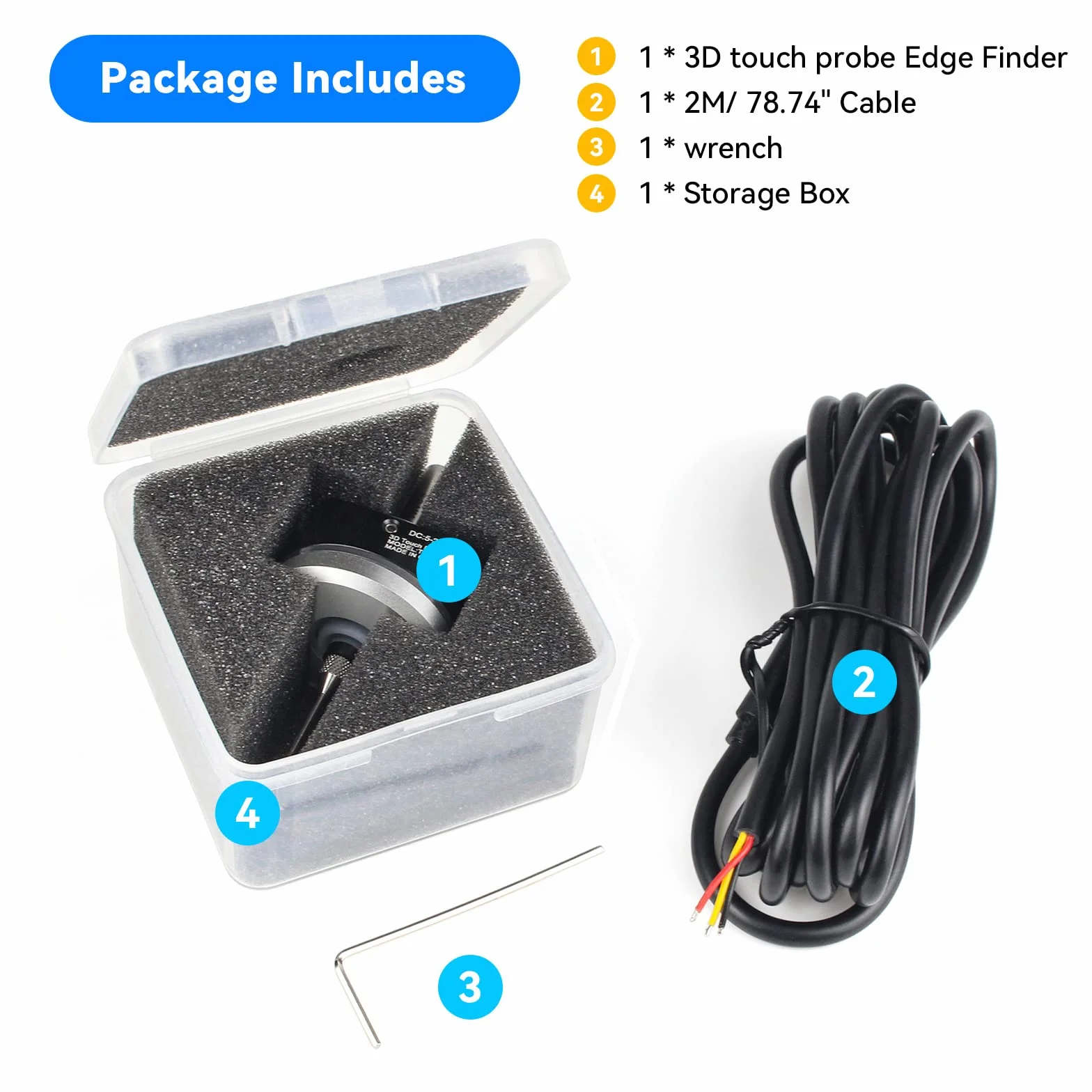 RATTMMOTOR Rilevatore di Bordi 3D CNC, Edge Finder 3D, DC 5-24V, Cavo 2M, Compatibile Mach3 Grbl (V5)