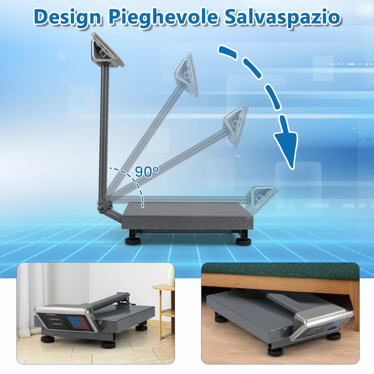 RELAX4IFE Bilancia Digitale Elettronica 300 Kg, Bilancia Professionale per Negozio Azienda Fabbrica (Argento)
