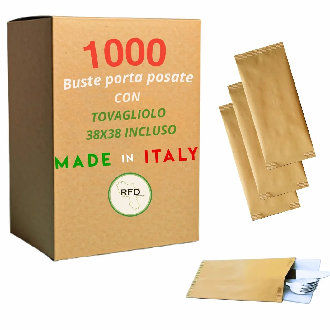 Buste Portaposate 10x25cm Avana Ecologiche Carta Kraft Biodegradabile Made in Italy