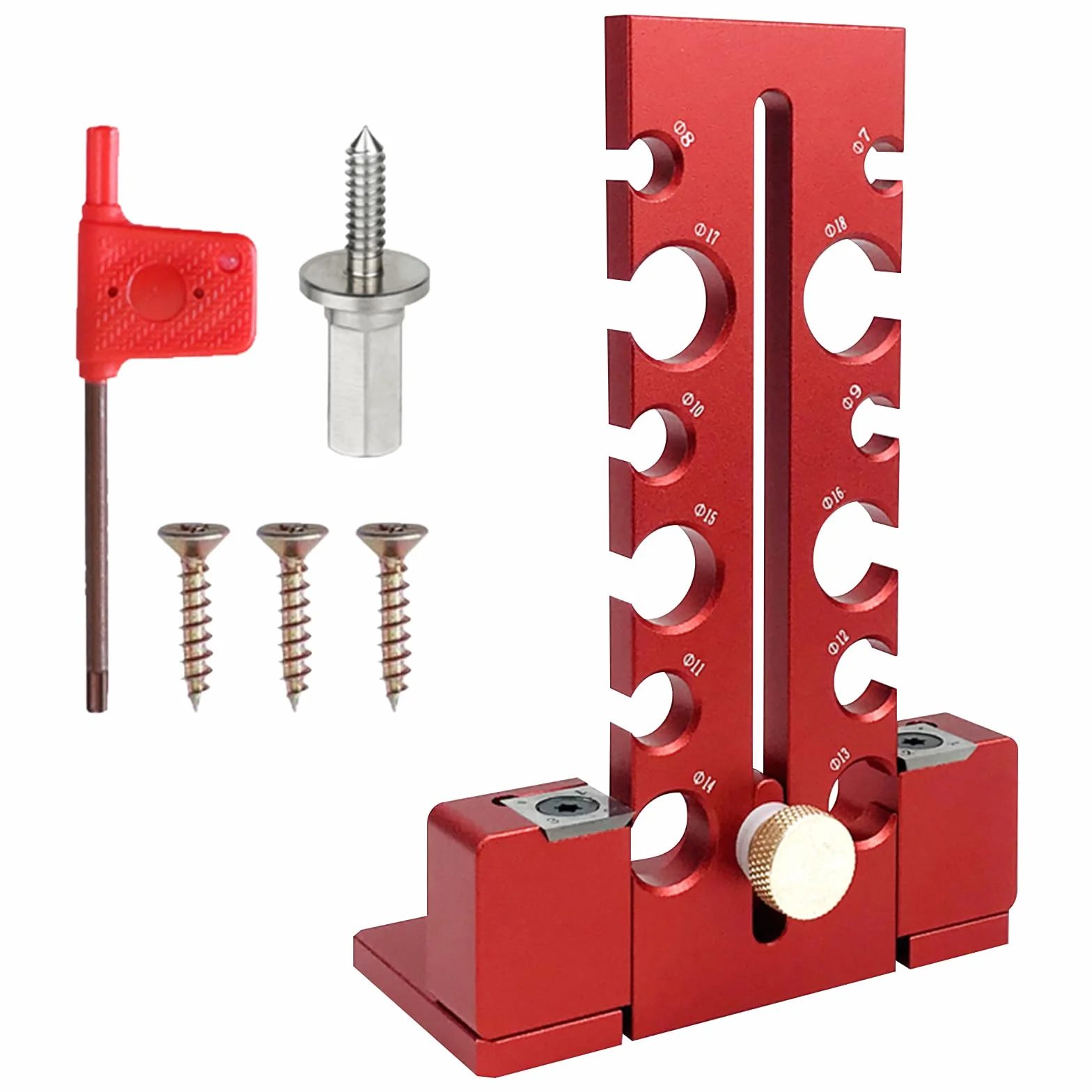 Kit per la creazione di tasselli, 12 fori, 7-18 mm, asta rotonda per fresatura, strumento ausiliario con lama in carburo, taglio a doppio taglio (rosso)