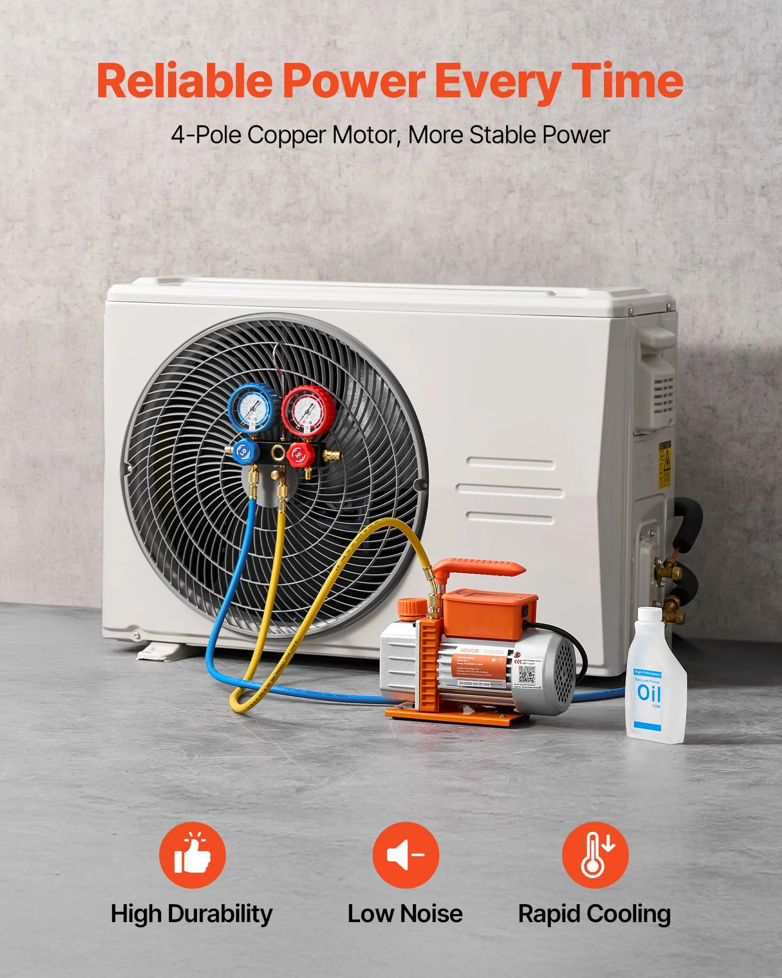 VEVOR Kit Pompa per Vuoto Manometro da 3,5 CFM 99 L/min, Pompa per Vuoto a Palette Rotanti Monostadio per Aria Condizionata con Borsa per Trasporto, Compatibile con R134a, R22, R410a, R1234YF, R32