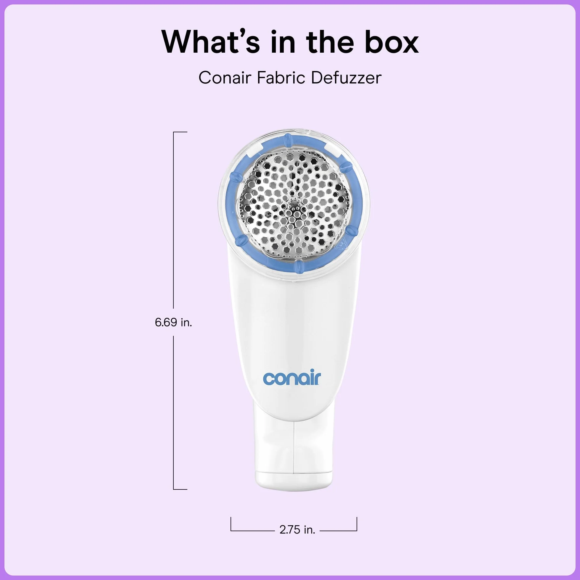 Conair CLS1XE Rimuovi Pelucchi a Batteria per Abiti e Tessuti, Testa Grande, Bianco/Blu