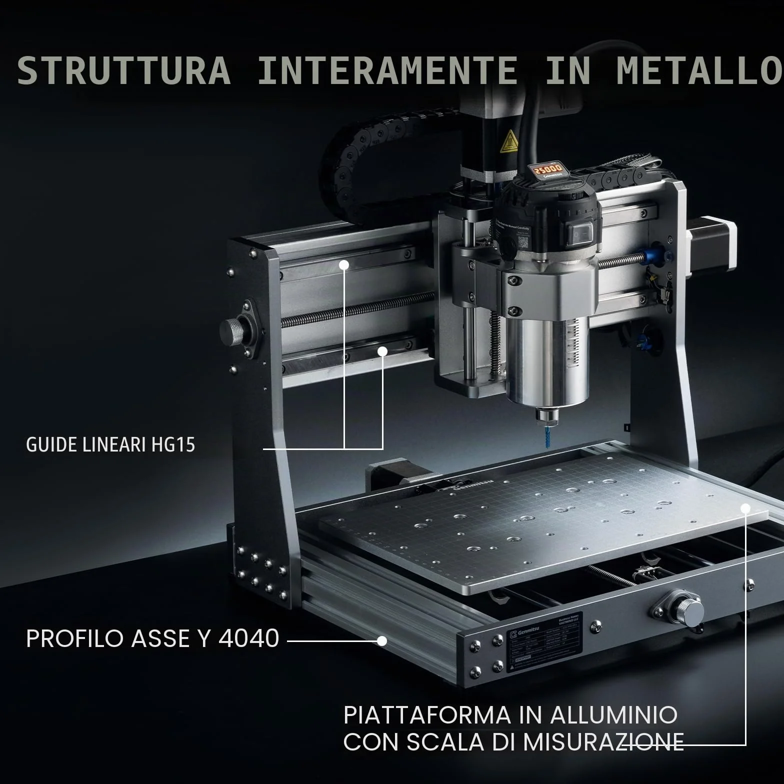 SainSmart Genmitsu 3020 PRO Ultra Router Kit, Incisore interamente in metallo, mandrino aggiornato da 710 W per metallo, legno, ventola per scheda madre integrata, area di lavoro 30,8 x 20,1 x 7,1 cm