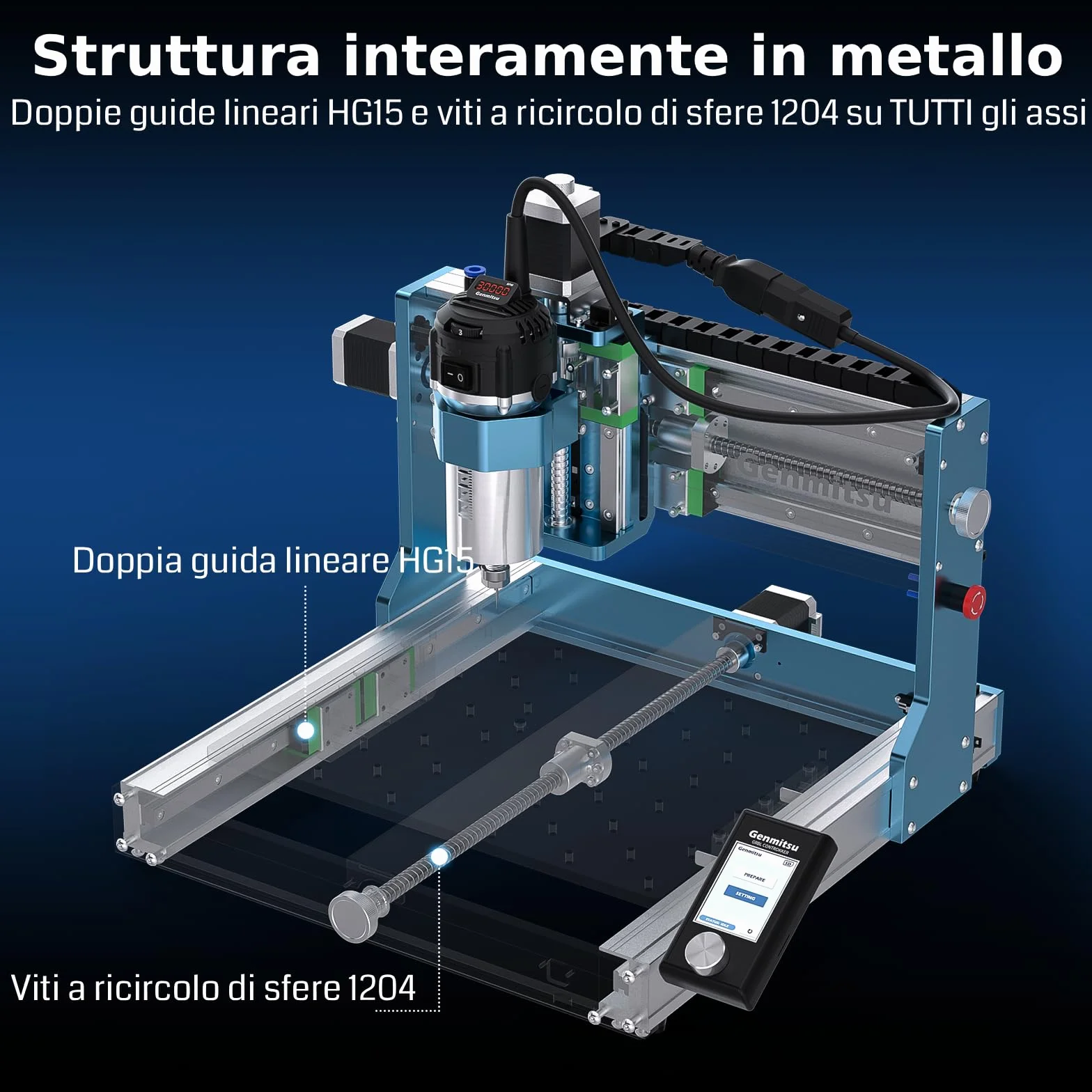 Macchina fresatrice CNC Genmitsu 3030-PROVer Ultra per metallo, incisore CNC interamente in metallo con potente mandrino da 710 W, doppie guide lineari e viti a ricircolo di sfere