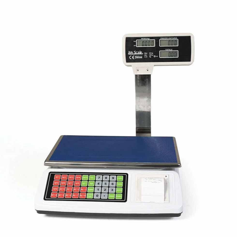 BILANCIA DA BANCO PROFESSIONALE DIGITALE MAX 50KG DISPLAY CON SCONTRINO