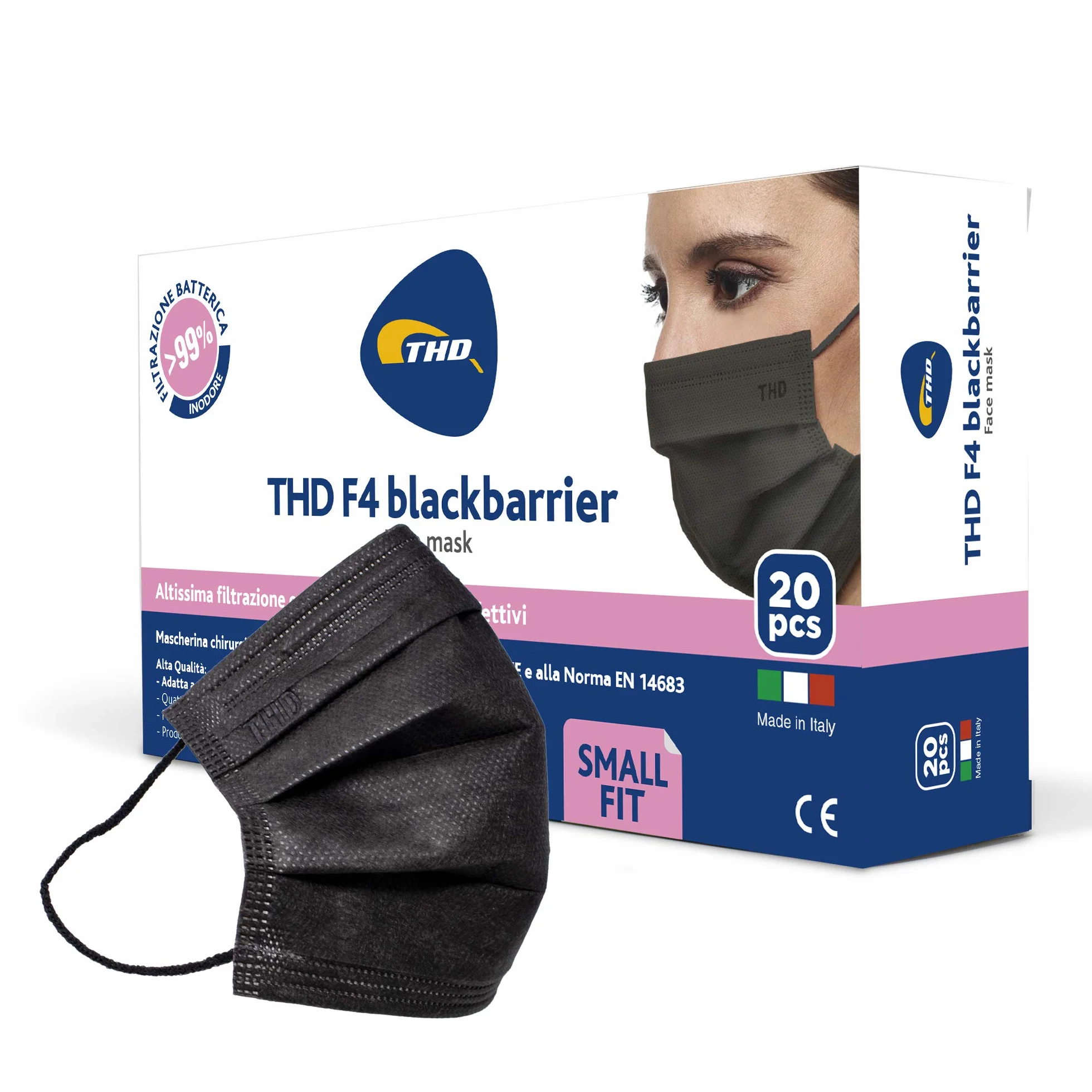 Mascherina Inodore 4 Strati Filtranti Nero 20 Pezzi