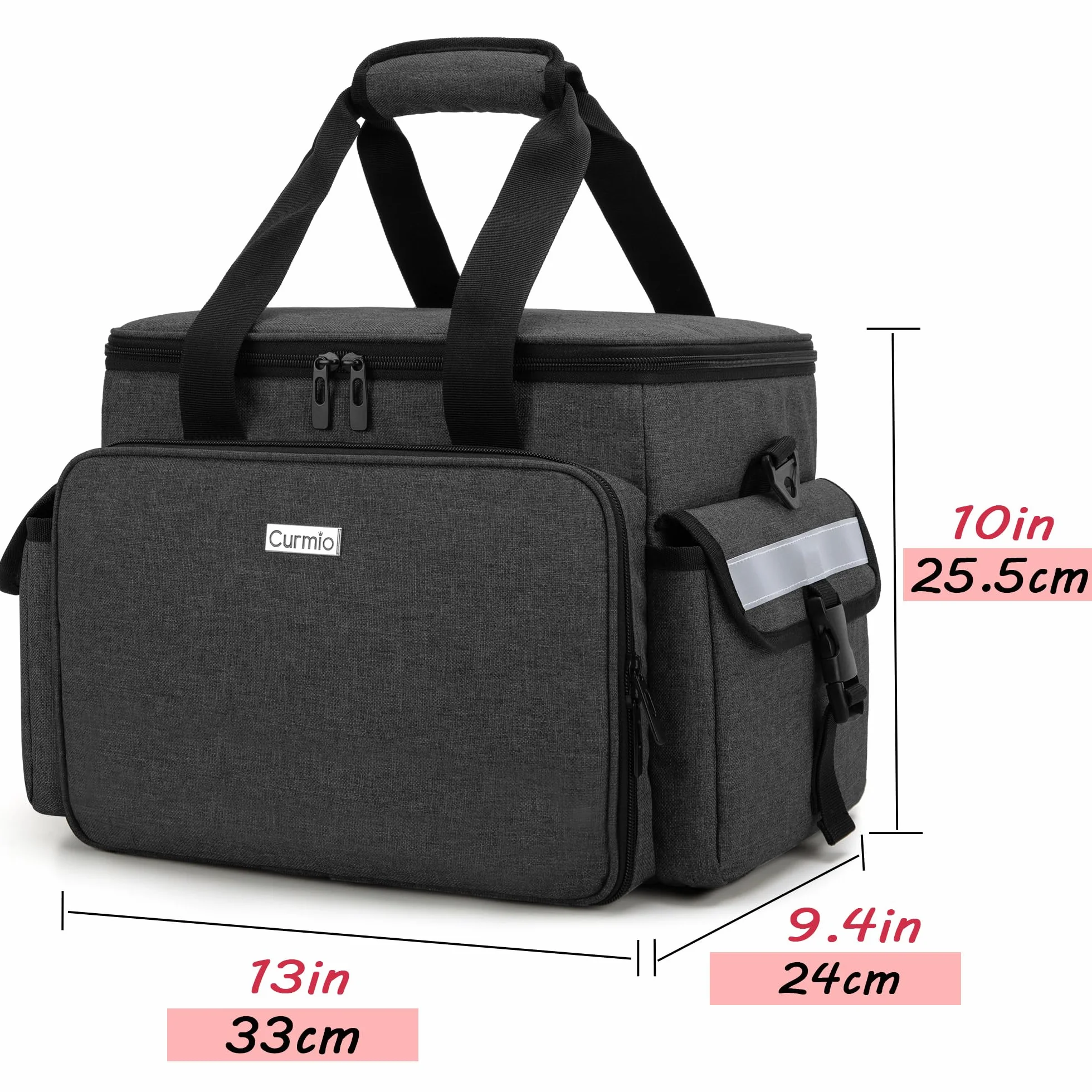 CURMIO Borsa per Infermiere Domiciliare, Organizer Forniture Mediche Con Tracolla e Divisori Rimovibili per Fisioterapisti, Medici, Personale Sanitario, Solo Borsa Medica, Nero