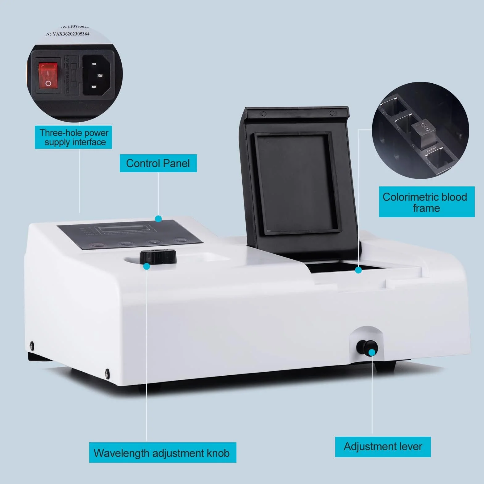 Spettrofotometro Portatile 721 Visibile da Laboratorio Digitale 350-1020 nm Lampada al Tungsteno 6 nm