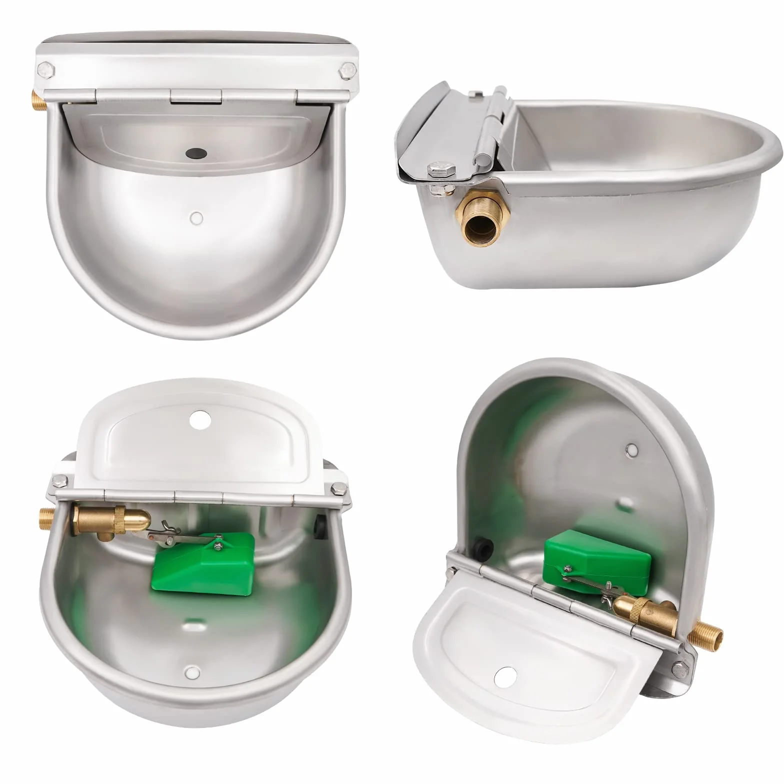 Abbeveratoio Automatico per Cani in Acciaio Inox, Abbeveratoio per Bestiame,con 2 Valvole a Galleggiante Regolabili in Rame per Cavalli,Cani,Bovini,Pecore,Maiali,Alpaca,Mucche da Latte