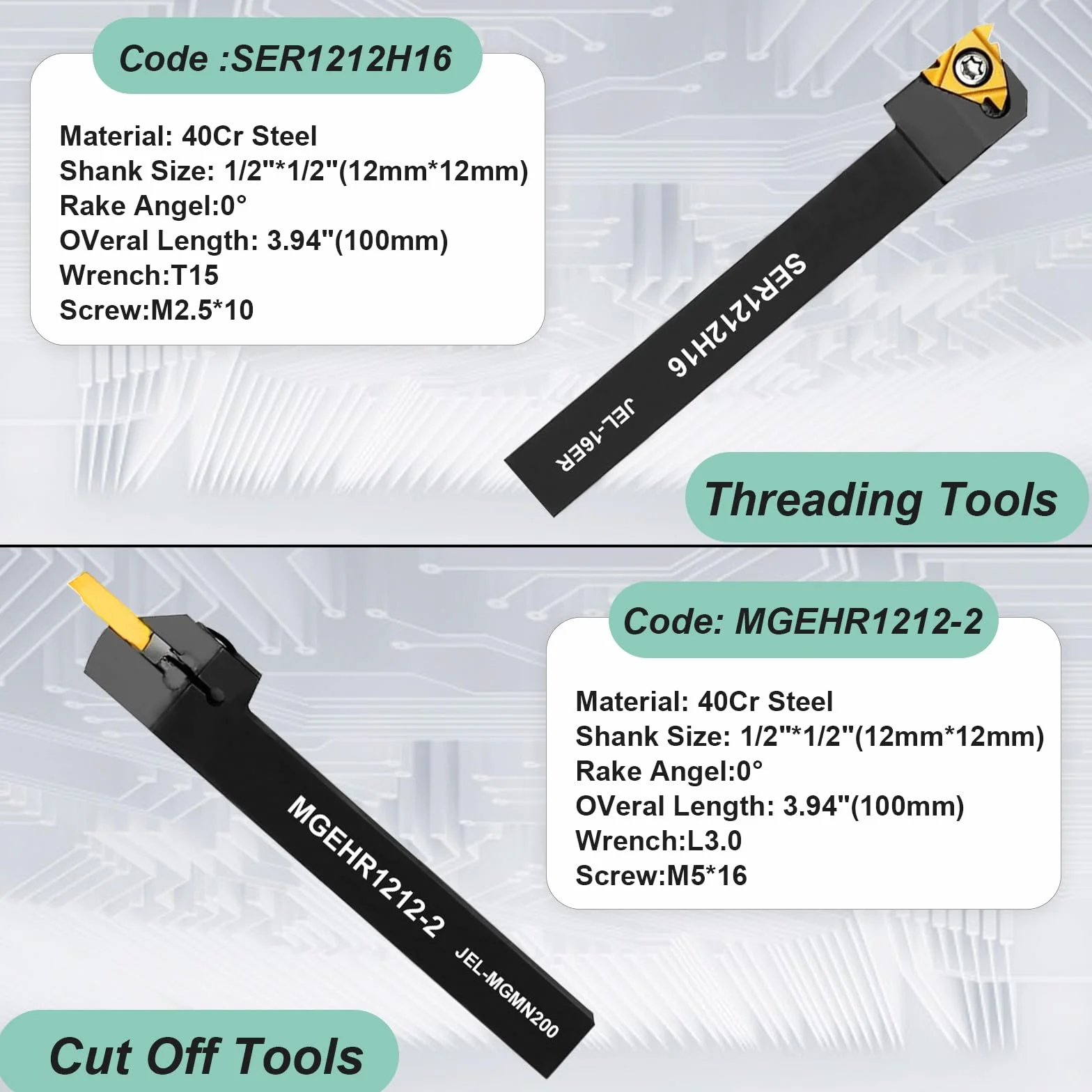 21 Pezzi Utensili Tornio per Metallo Tornio Turning Tool Multifunzione Duro Inserti Titolari Bar Alesatore con Chiavi per Supporto dell'Utensile con Inserti in Carburo (12 MM)