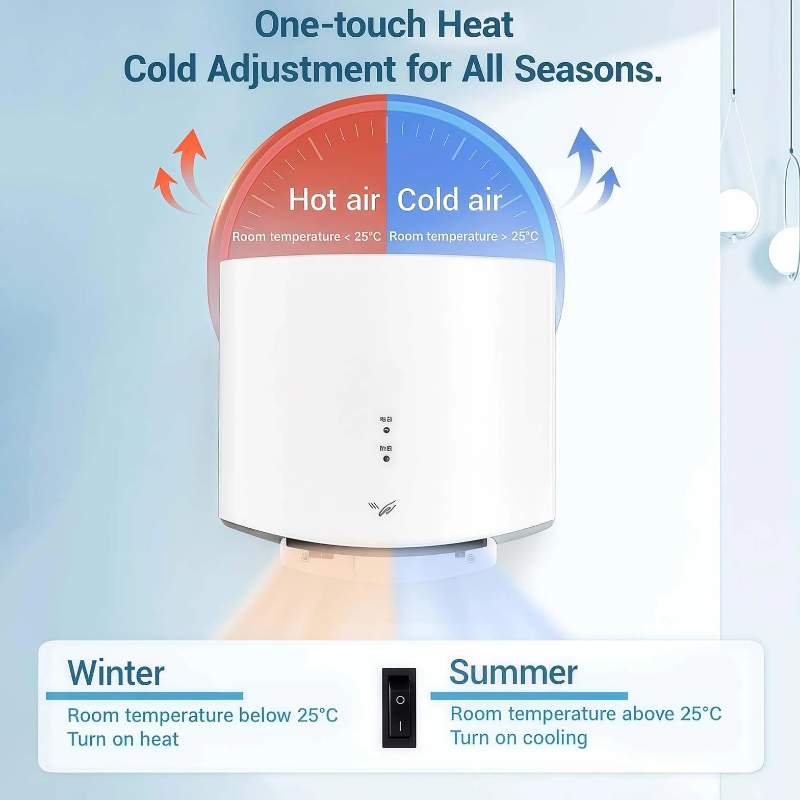 Asciugamani Elettrico Commerciale 1250 W, Induzione Automatico Parete, Vento Caldo Freddo, con Vaschetta Raccogli-Gocce
