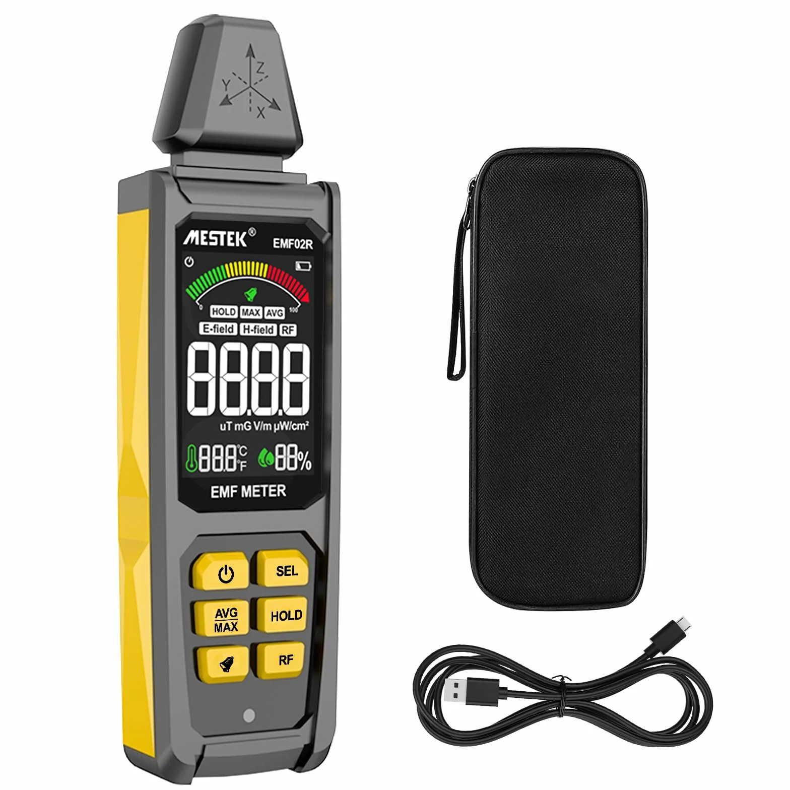 Misuratore EMF MESTEK Rilevatore di Campi Elettromagnetici 5 in 1(EF/MF/Frequenza Radio), Campi Elettrico/Magnetico, Radiometro ad Alta Frequenza Home Rilevazione EMF e Caccia ai Fantasmi