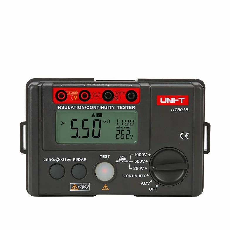 UNI-T UT501B Serie UT500 Tester di resistenza di isolamento, 250 V/500 V/1000 V, 1 mA