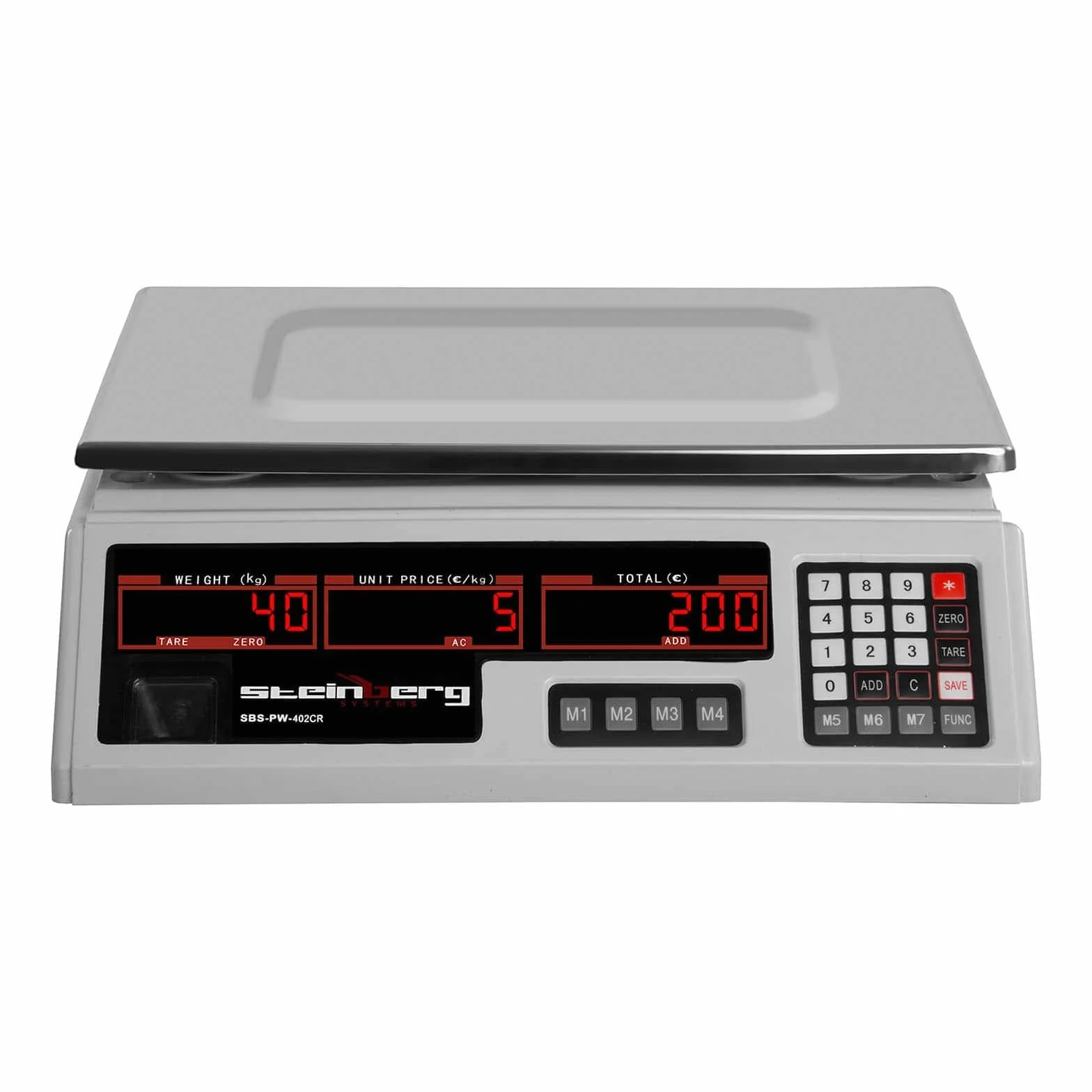 Steinberg Bilancia Contapezzi Bilancia di Controllo SBS-PW-402CR (Plastica ABS, Acciaio inox, 4 V, 8 ore, 4 Ah, 5 g - 40 kg)