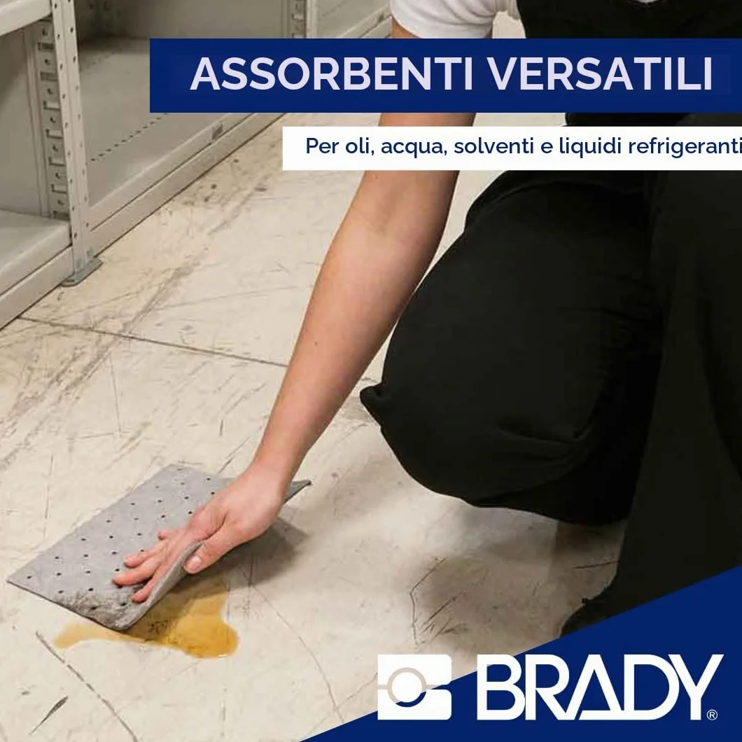 SPC® by Brady Kit Anti-Inquinamento Universale – Kit Antisversamento per Piccole Fuoriuscite, Assorbe Oli, Acqua, Solventi e Refrigeranti, Include 10 Panni Assorbenti, 2 Calze, Guanti e Sacco