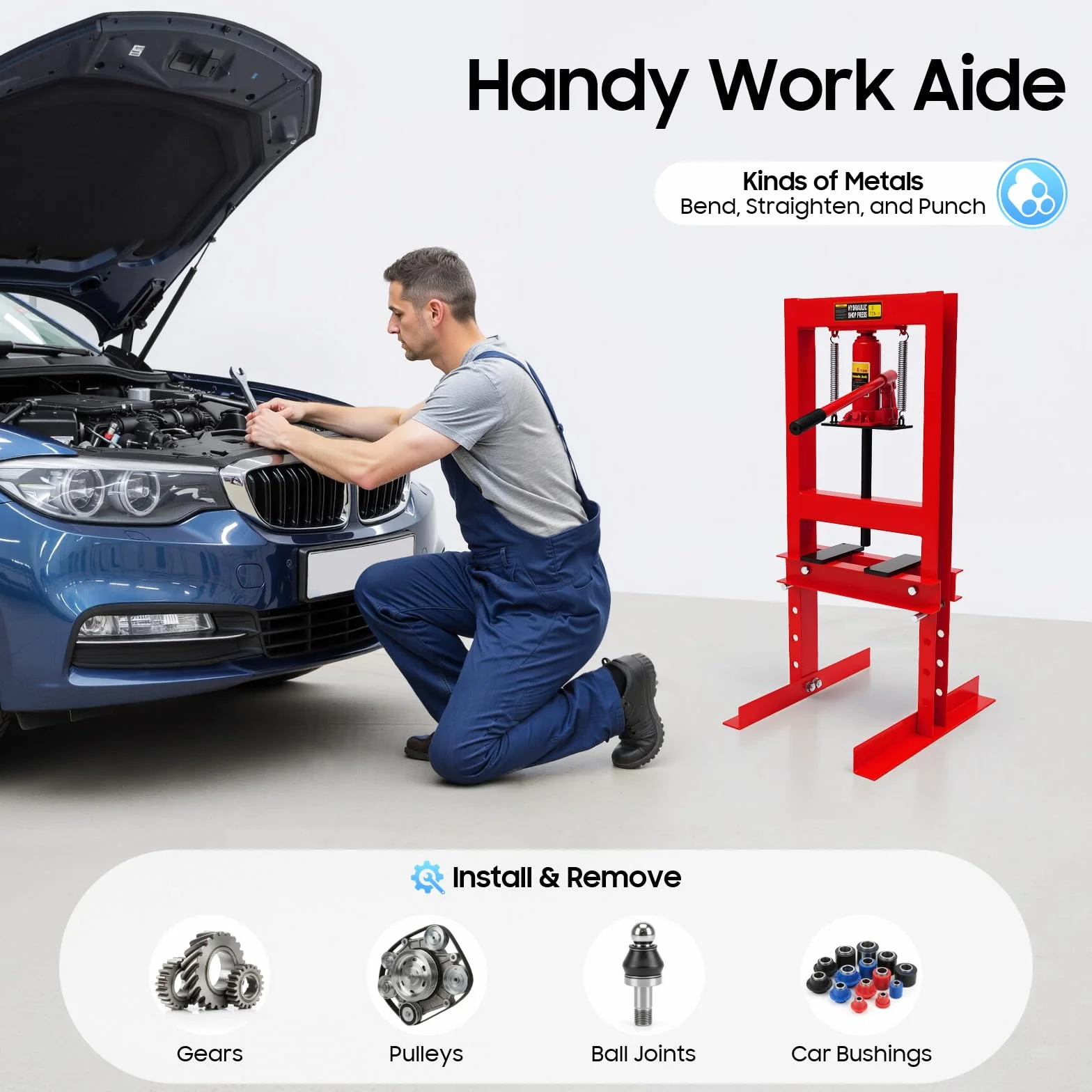Pressa idraulica 6T a telaio manuale per officina auto