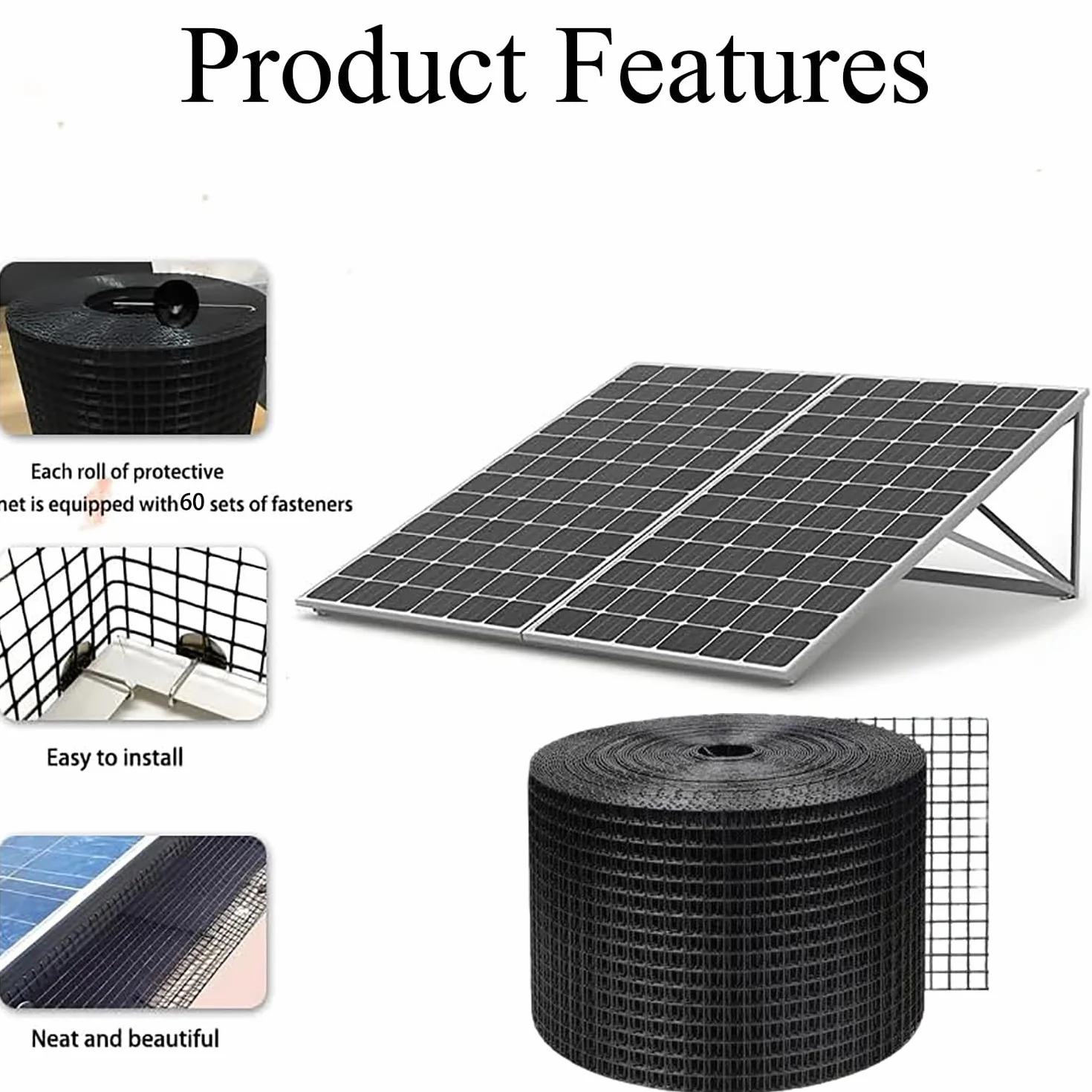 Griglia di Protezione per Pannello Solare in Rotolo,30 m x 20 cm,Acciaio Inox Rivestimento in PVC,per Esterni