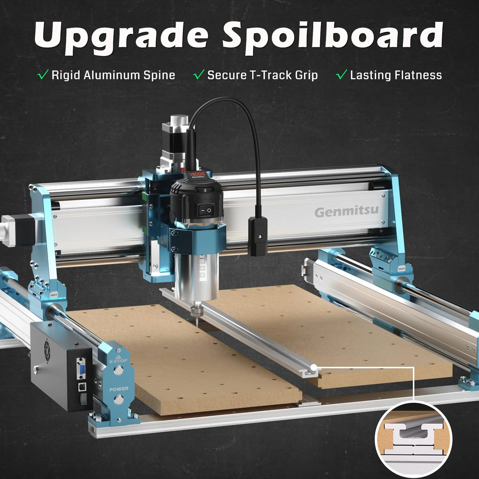 SainSmart Genmitsu 4040-PRO MAX Router CNC, Trimmer 710W e Azionato da Guida Lineare, Area di Lavoro 410 x 405 x 77mm, per Taglio e Fresatura di Legno Metallo Acrilico, Controllo GRBL