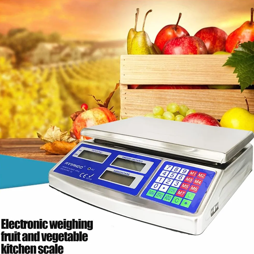 BILANCIA ELETTRONICA PROFESSIONALE DA BANCO IN ACCIAIO INOX DIGITALE 40 KG 2GR