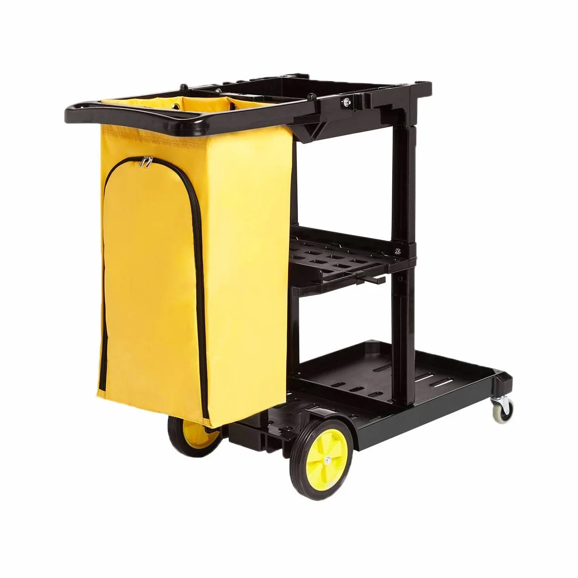 Amazon Basics Carrello per pulizia 2 Ripiani Bianco con Sacco con Zip