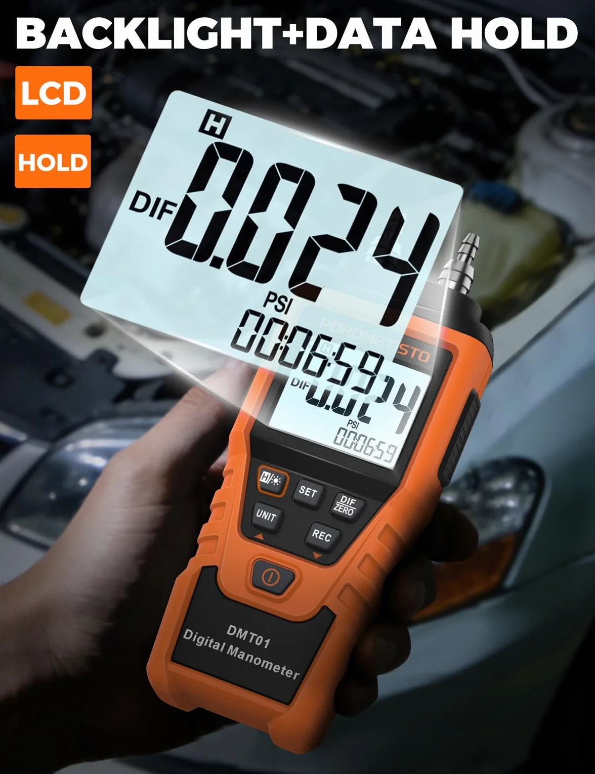 Manometro digitale POROMETISTO, Tester di pressione del gas 12 unità, Manometro differenziale