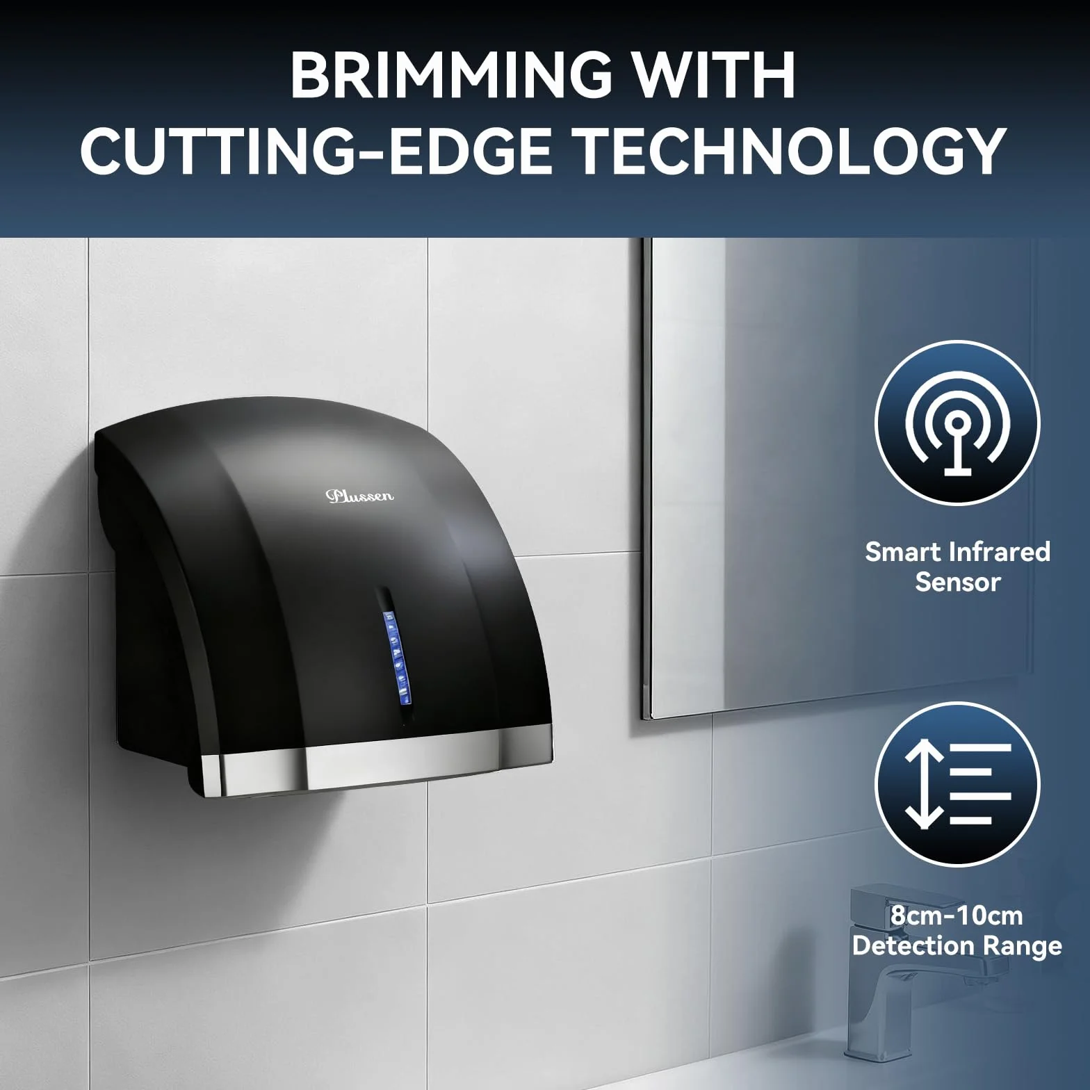 Asciugamani Elettrico Caldo/Freddo Asciugatura Rapida 10 Secondi Commerciale Bagno
