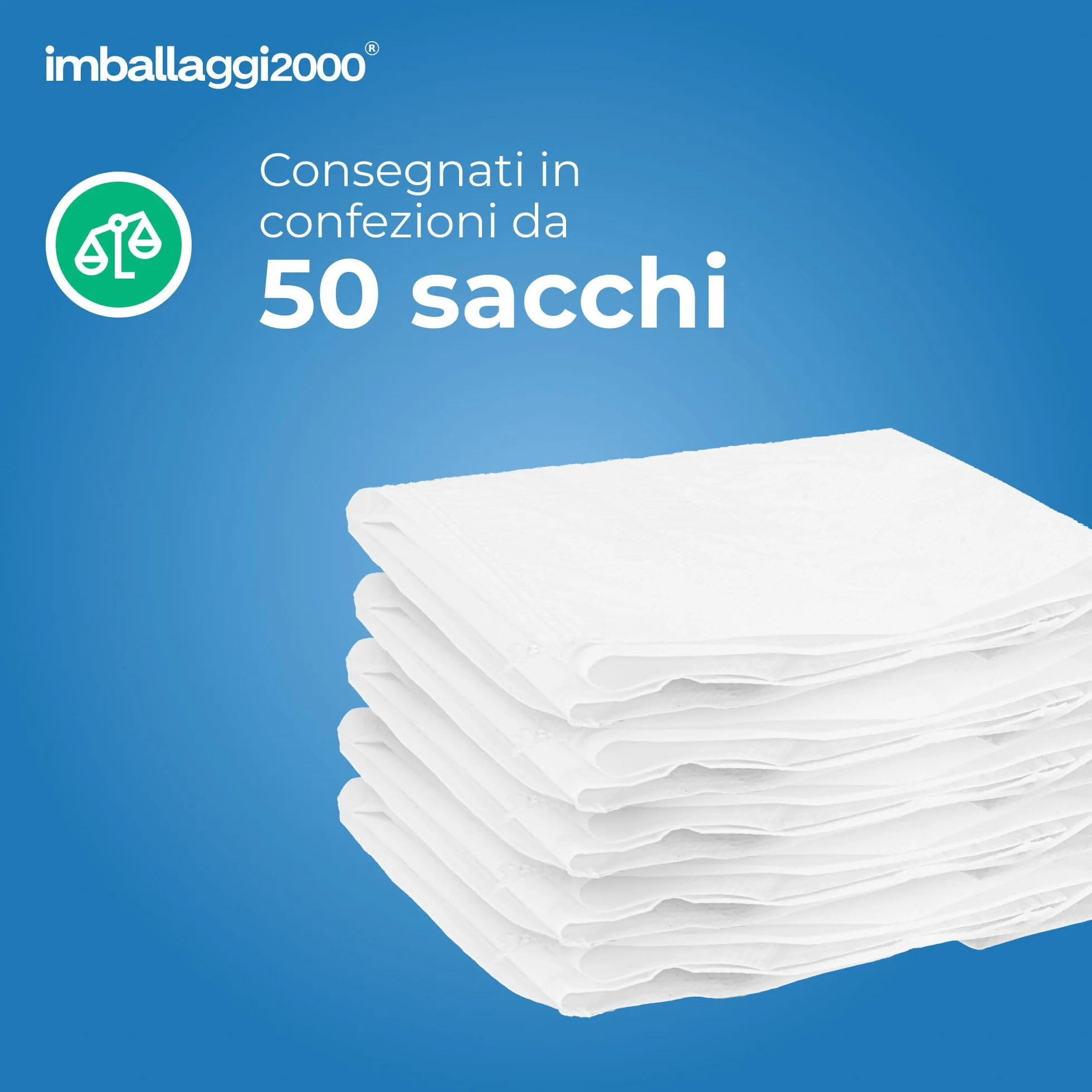 IMBALLAGGI 2000 - Sacchi in Rafia di Polipropilene, 50 Pezzi 70x120 Extra Resistente (58gr/mq) Multiuso Giardino e Detriti, Sacchi Spazzatura e Smaltimento Rifiuti, Sacco Oggetti Pesanti e Fai da Te