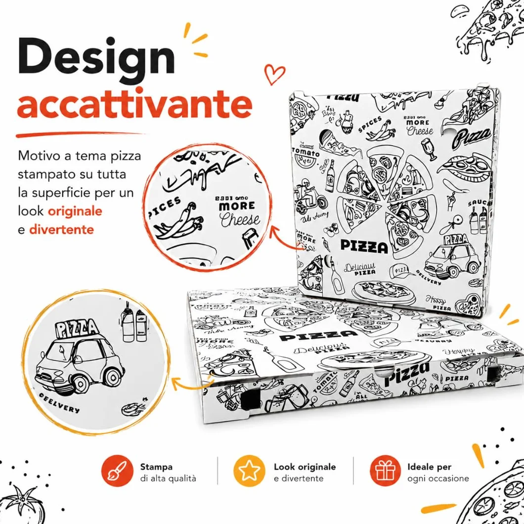 TOMMI Scatole in Cartone per Pizza 50x50x5 cm Confezione da 50 Pezzi