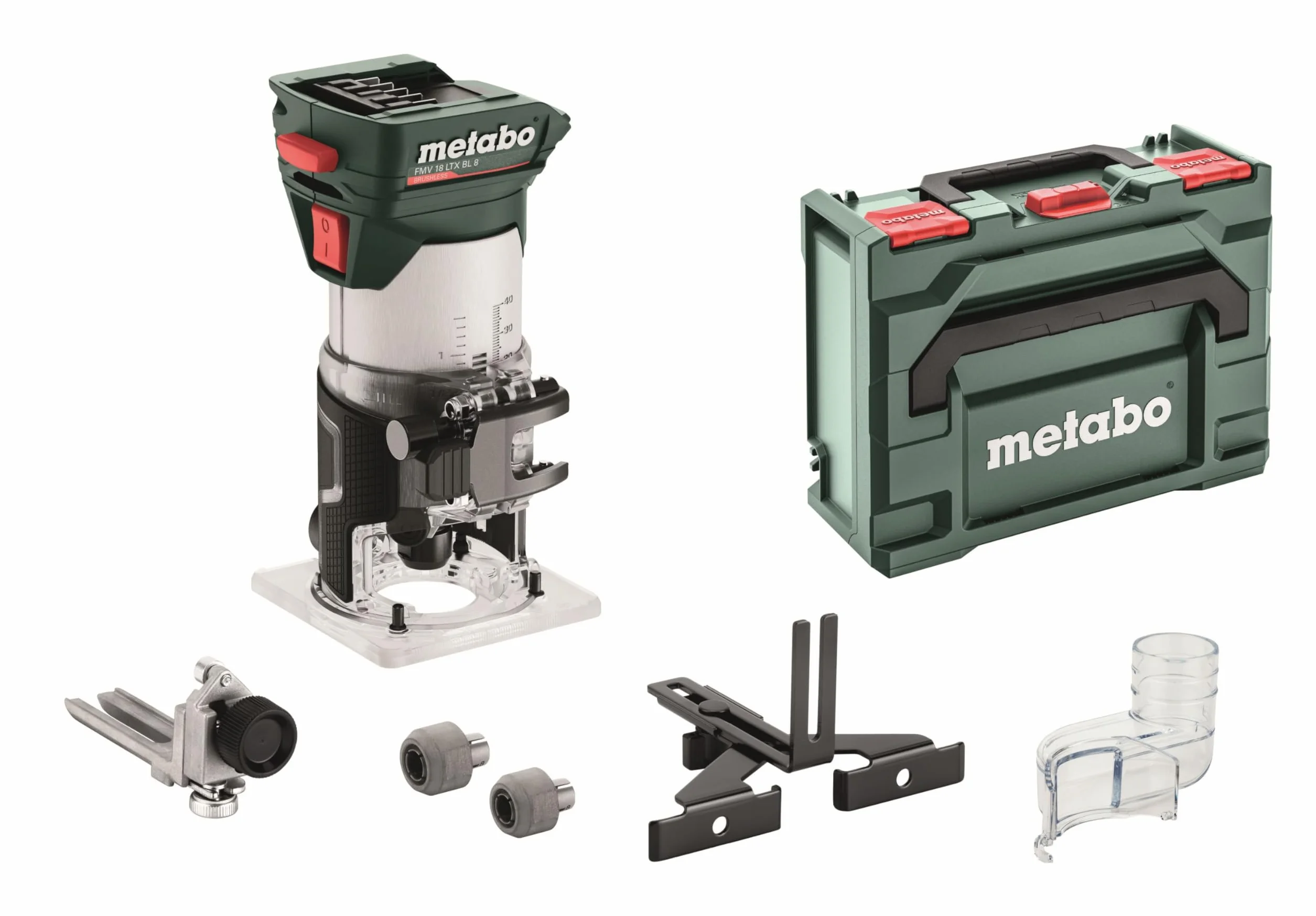 Metabo FMV 18 LTX BL 8 - Fresa a batteria con metaBOX 145 (peso 1,6 kg, velocità a vuoto 4800-29000/min) 601742840