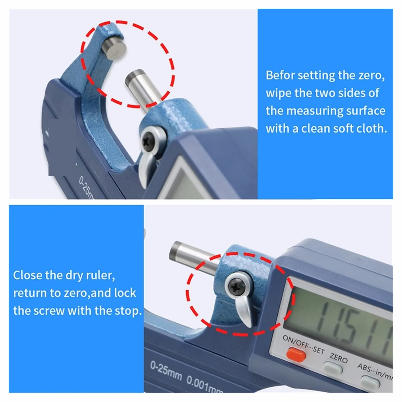Micrometro Digitale Elettronico 0-25/25-50/50-75/75-100 mm 0,001 mm