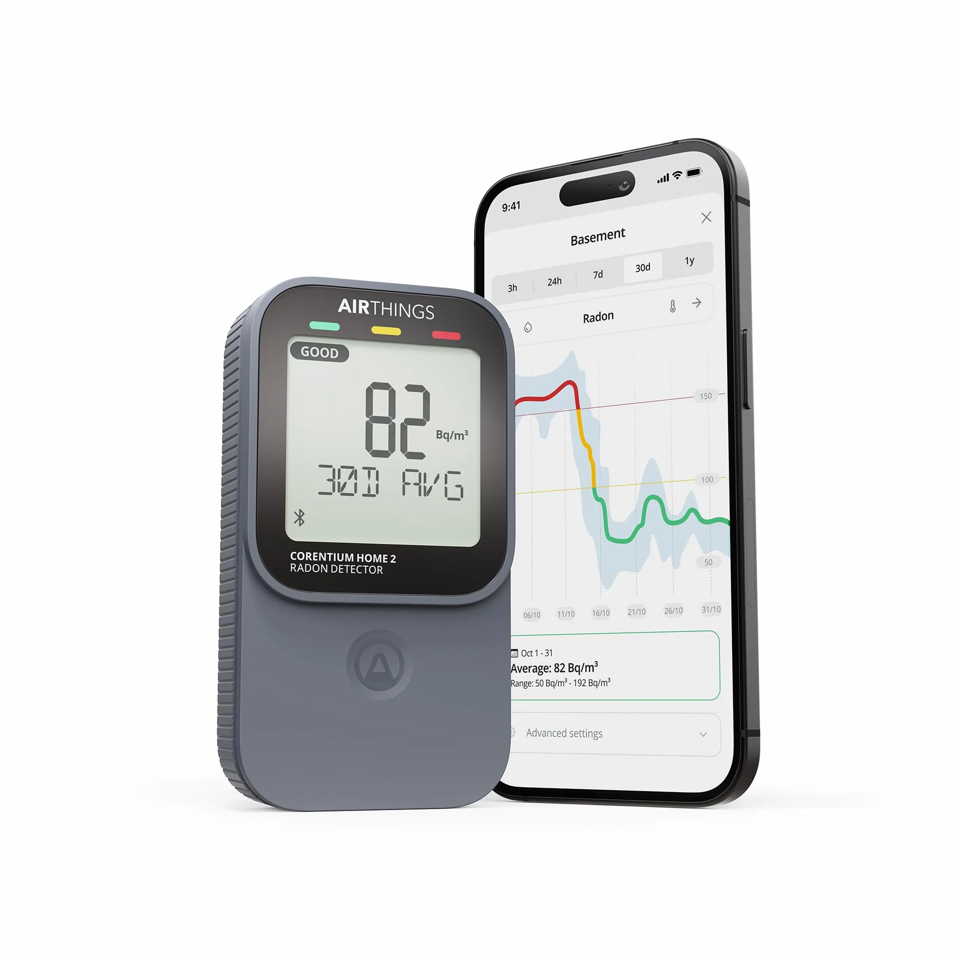 Airthings Corentium Home 2 Rilevatore di radon digitale con Bluetooth umidità temperatura