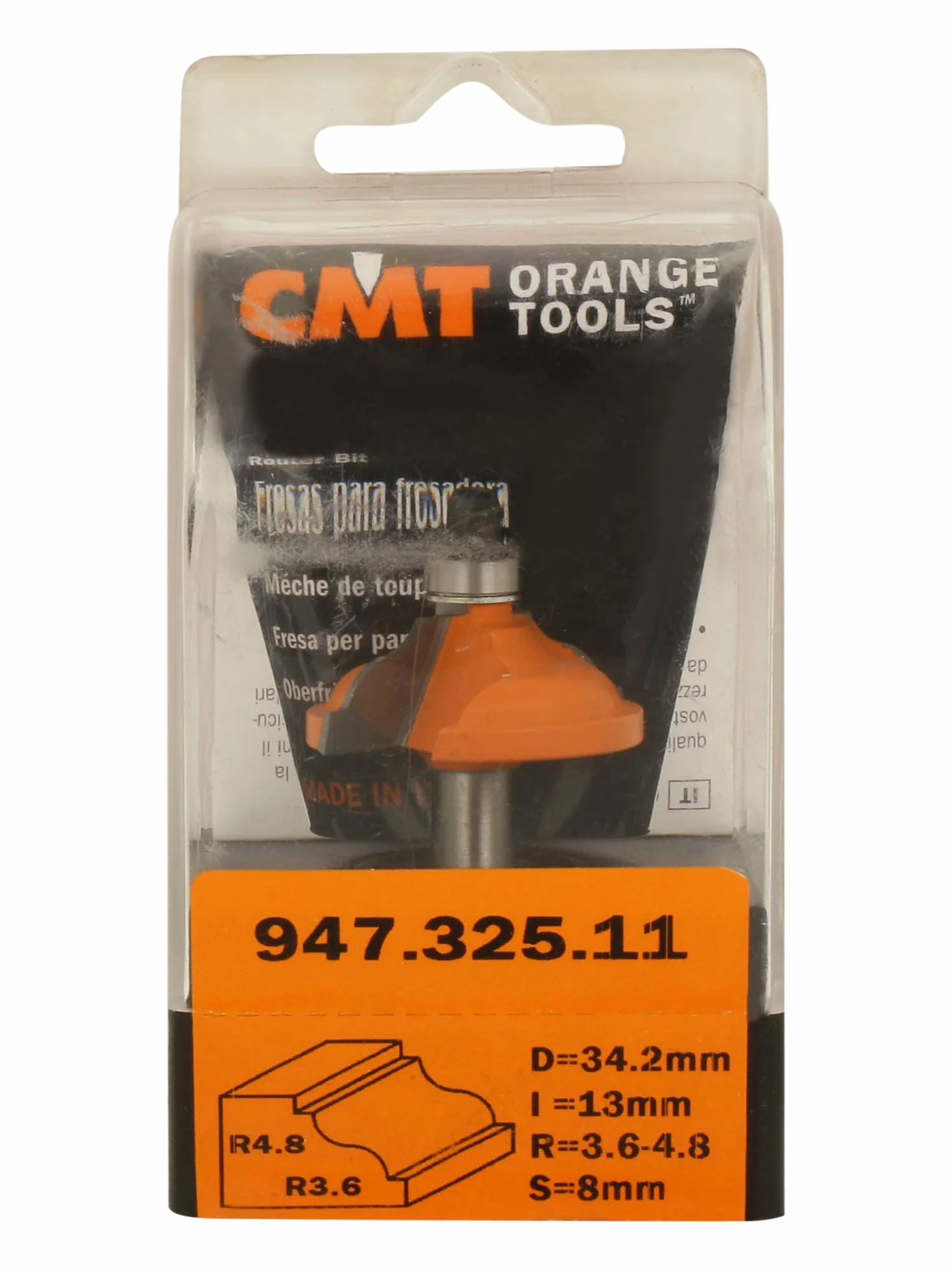 CMT - 946.325.11 - FRESA PROFILATA C/CUSC. HM S=8 R=3.6/4.8