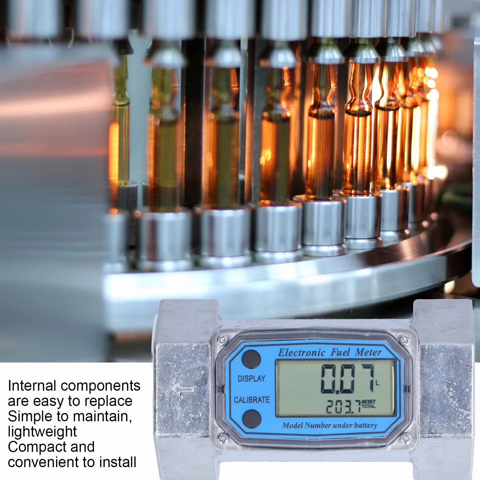 Misuratore di portata elettronico a turbina 35-200L/Min Benzina Contalitri Digitale Display LCD LLW-50