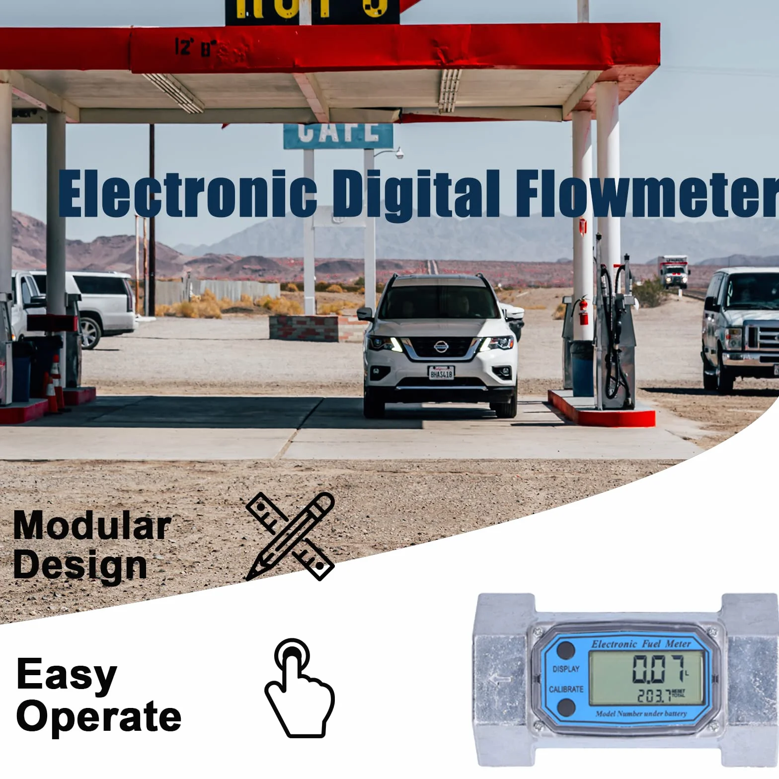 Misuratore di portata elettronico a turbina 35-200L/Min Benzina Contalitri Digitale Display LCD LLW-50