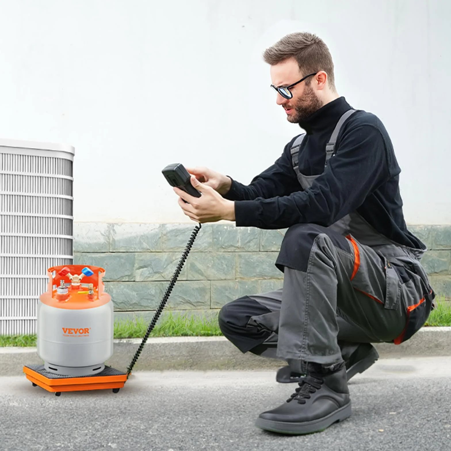 VEVOR Bilancia per refrigerante HVAC 50 kg, ricarica telecomando cablato, recupero elettronico digitale alta precisione 2 g, custodia