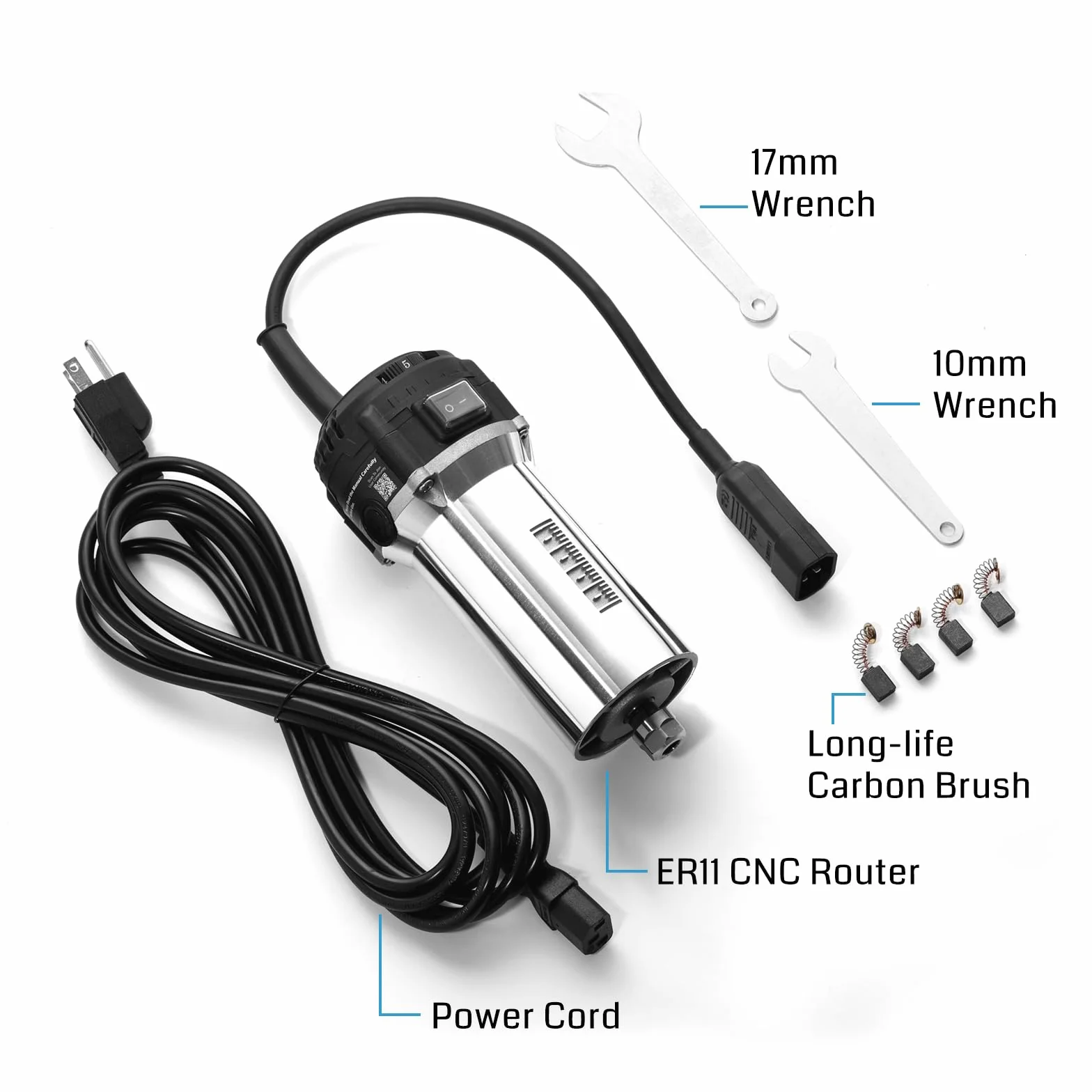 SainSmart Router compatto 710 W, 65 mm, 6 velocità variabili, router trimmer manuale, pinza ER11, 4 spazzole di carbone, aggiornamento motore mandrino CNC